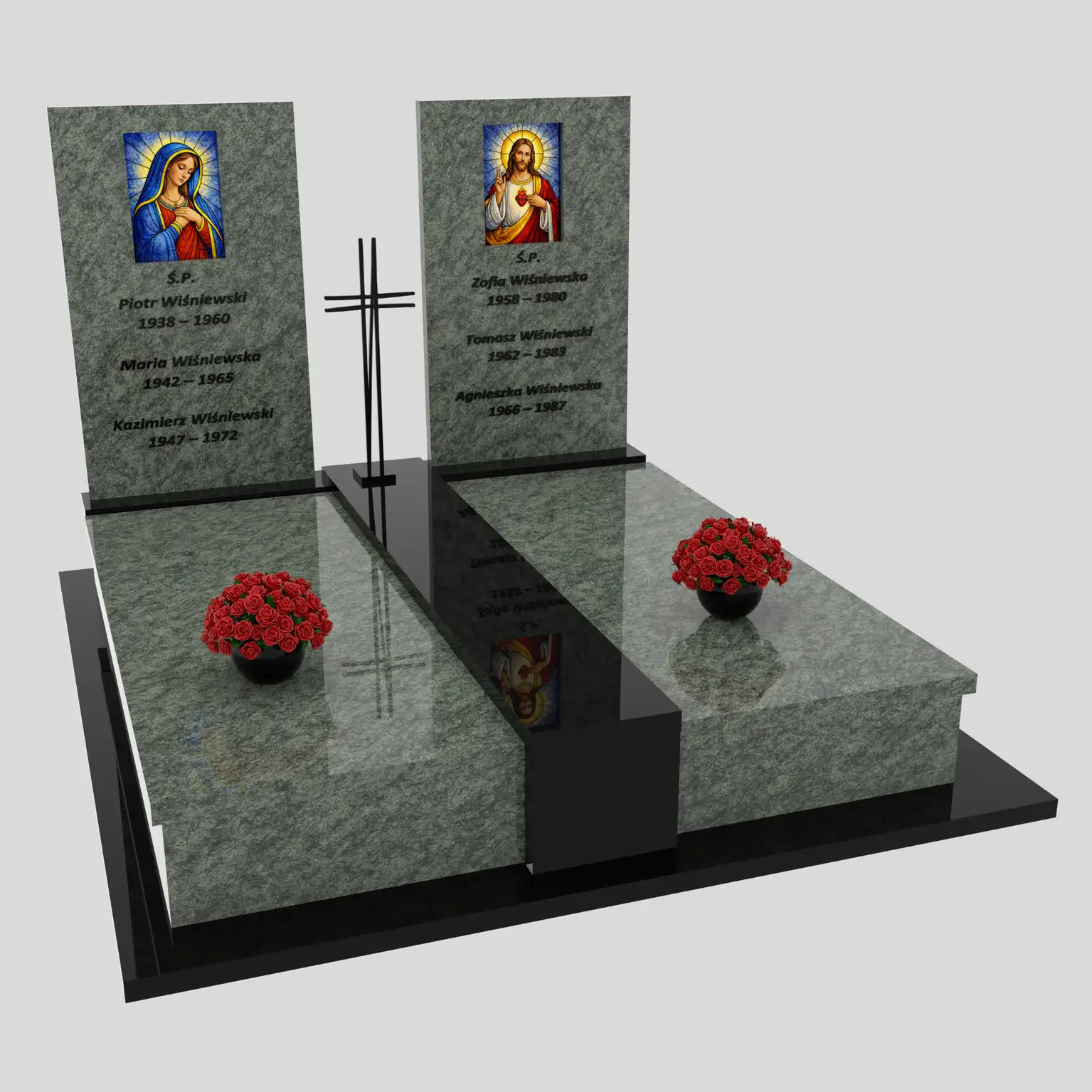 Nagrobek podwójny z witrażem Matki Boskiej oraz Jezusa KD 69 zdjęcie 88