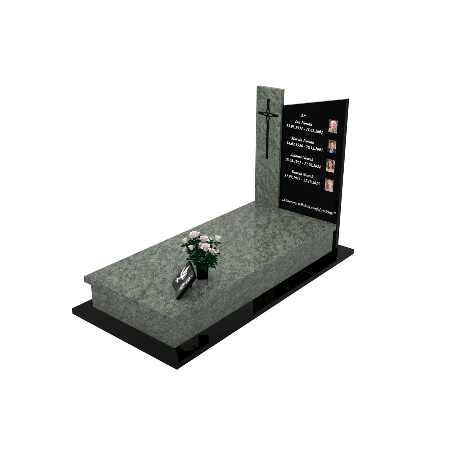Nagrobek pojedynczy ze zdjęciami i krzyżem K 121+360 – photo №1