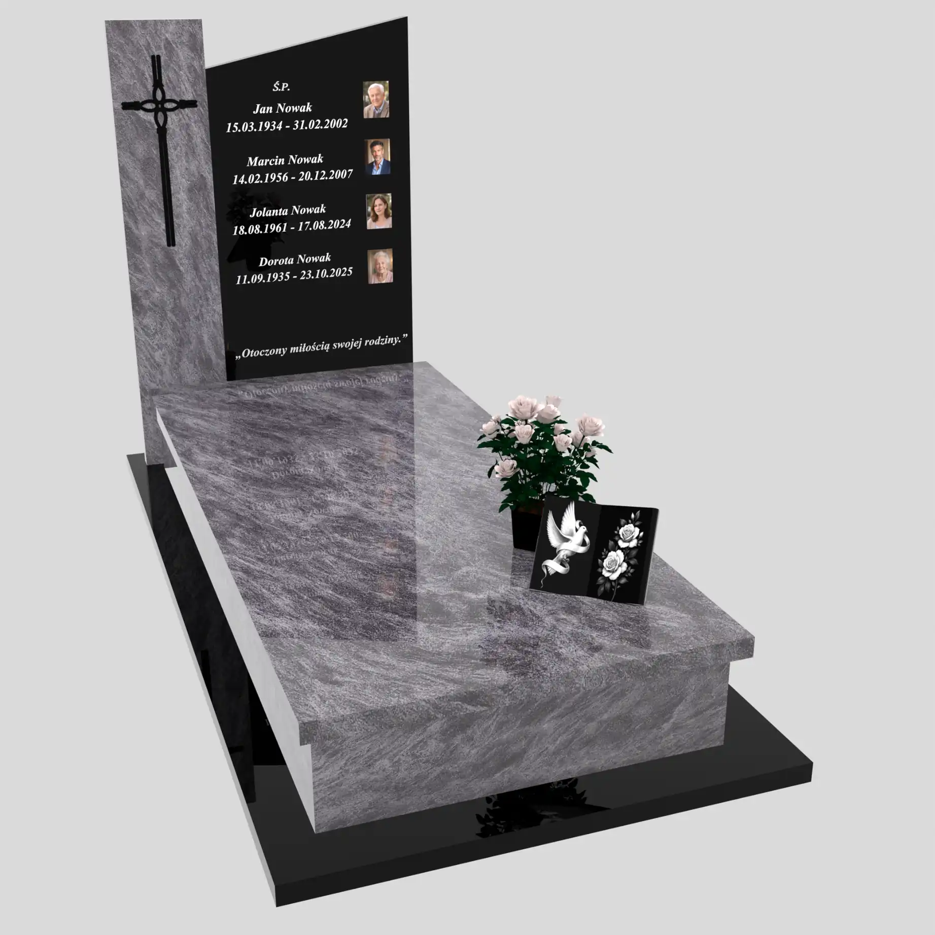 Nagrobek pojedynczy ze zdjęciami i krzyżem K 121 zdjęcie 90