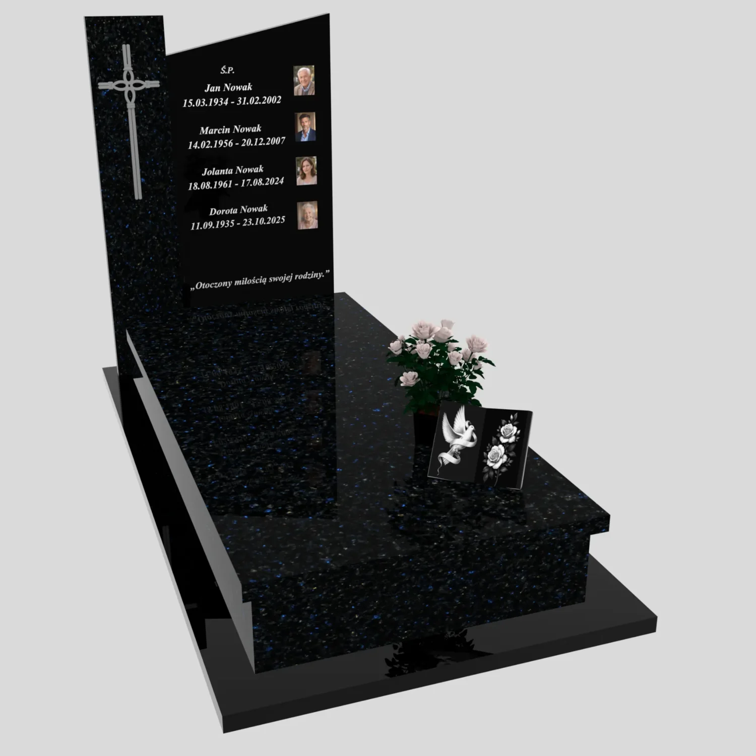 Nagrobek pojedynczy ze zdjęciami i krzyżem K 121 zdjęcie 81