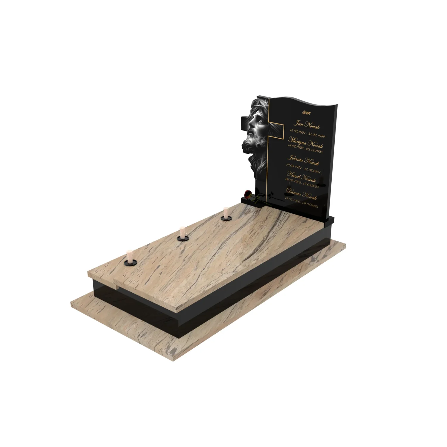 Nagrobek pojedynczy z grawerem Jezusa i krzyża K 122+360 – photo №1