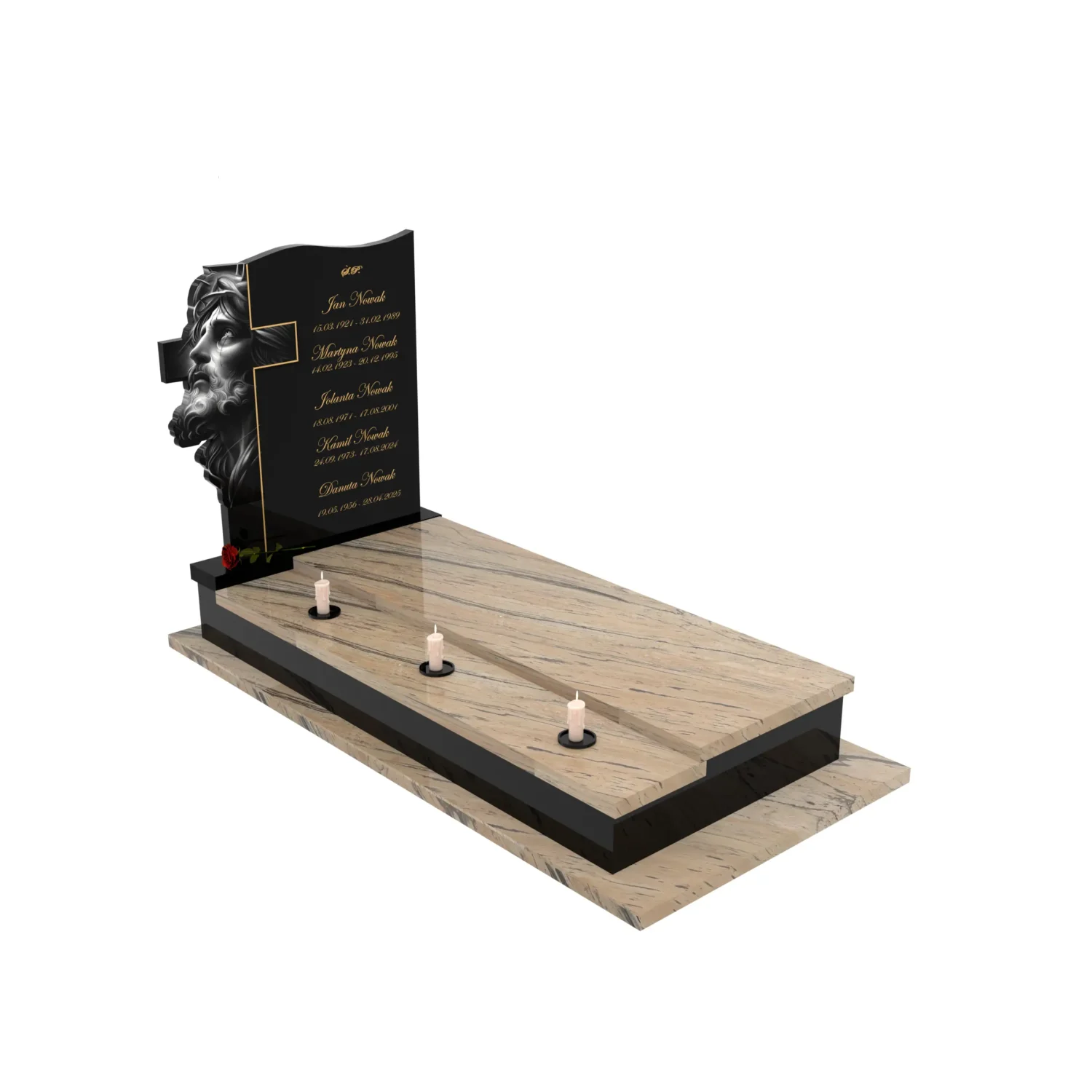 Nagrobek pojedynczy z grawerem Jezusa i krzyża K 122+360 – photo №11