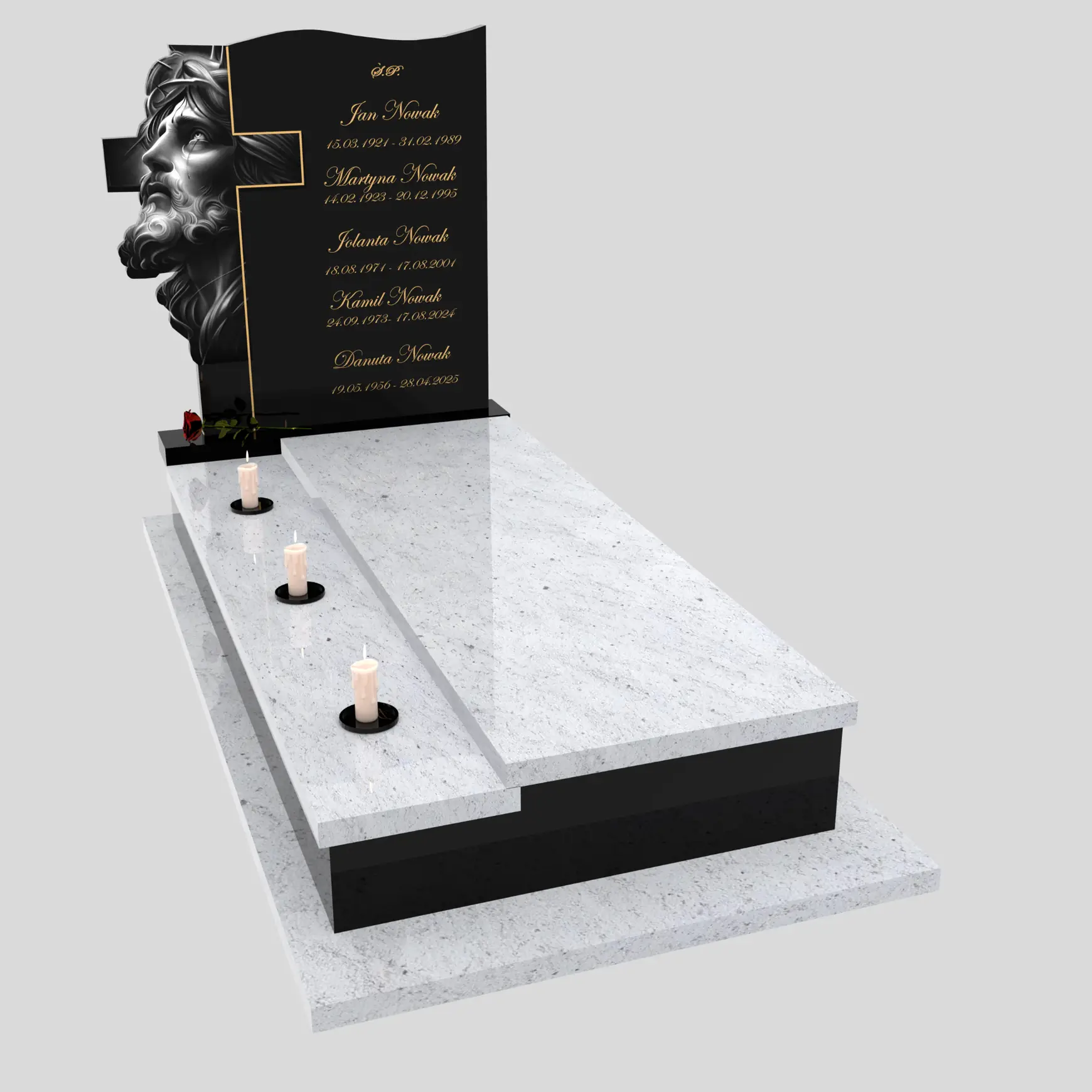 Nagrobek pojedynczy z grawerem Jezusa i krzyża K 122 zdjęcie 87