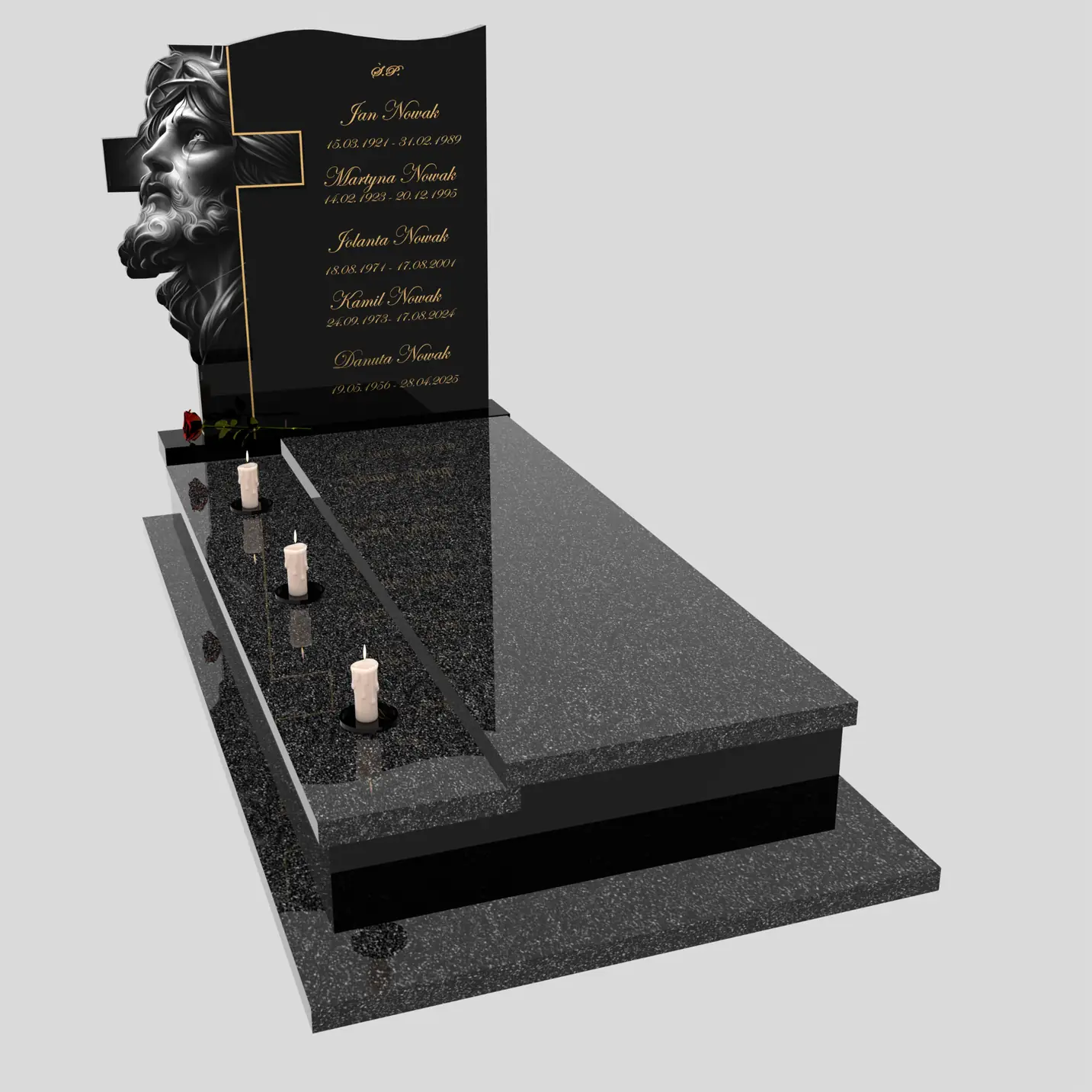 Nagrobek pojedynczy z grawerem Jezusa i krzyża K 122 zdjęcie 86