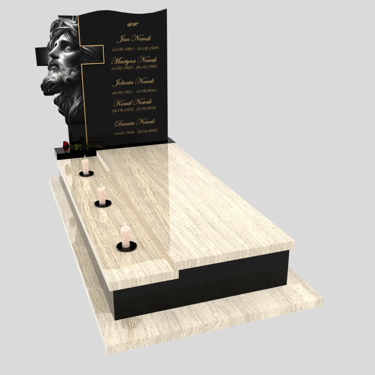 Nagrobek pojedynczy z grawerem Jezusa i krzyża K 122 zdjęcie 85