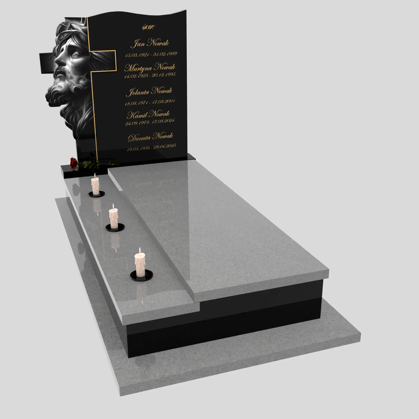 Nagrobek pojedynczy z grawerem Jezusa i krzyża K 122 zdjęcie 84