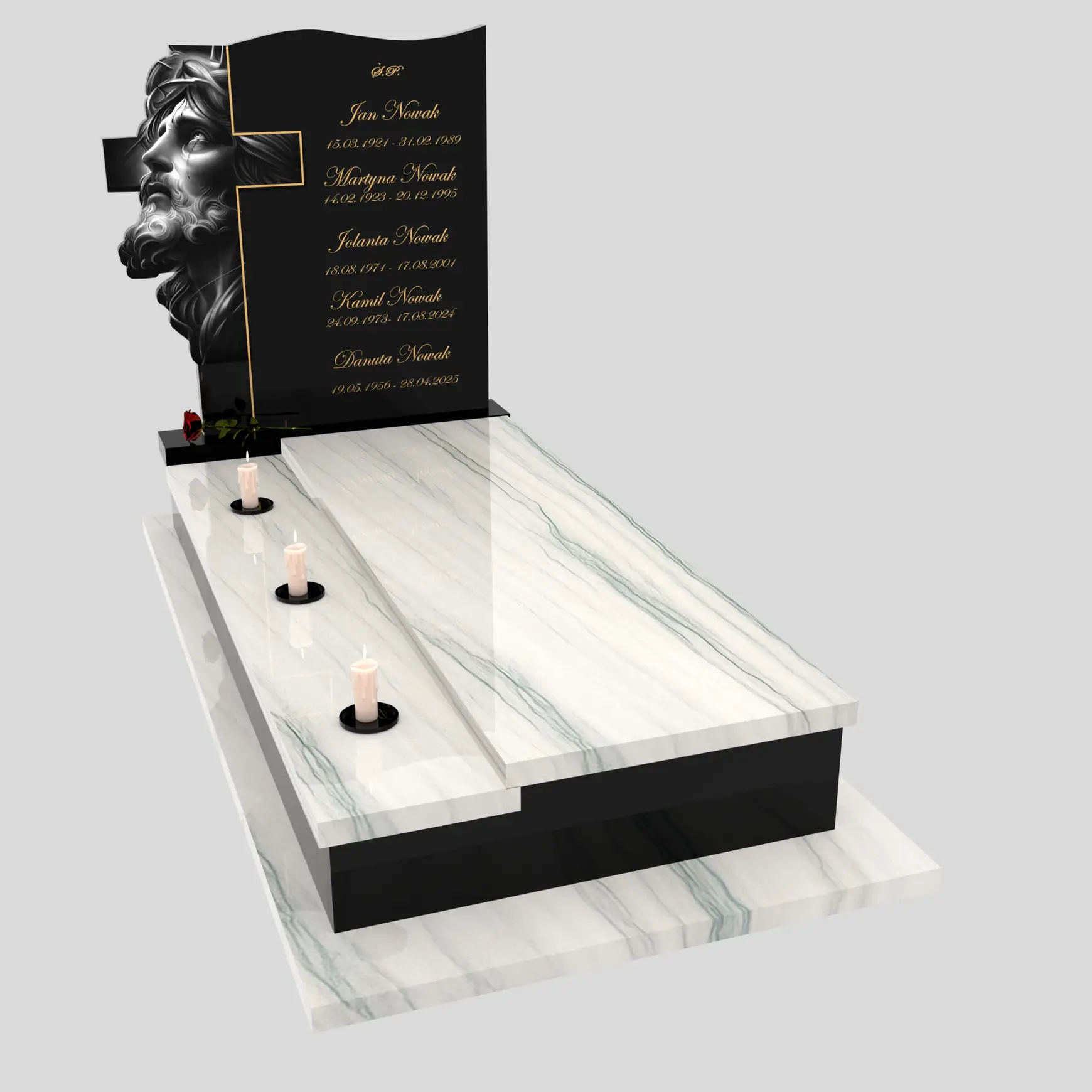 Nagrobek pojedynczy z grawerem Jezusa i krzyża K 122 zdjęcie 83