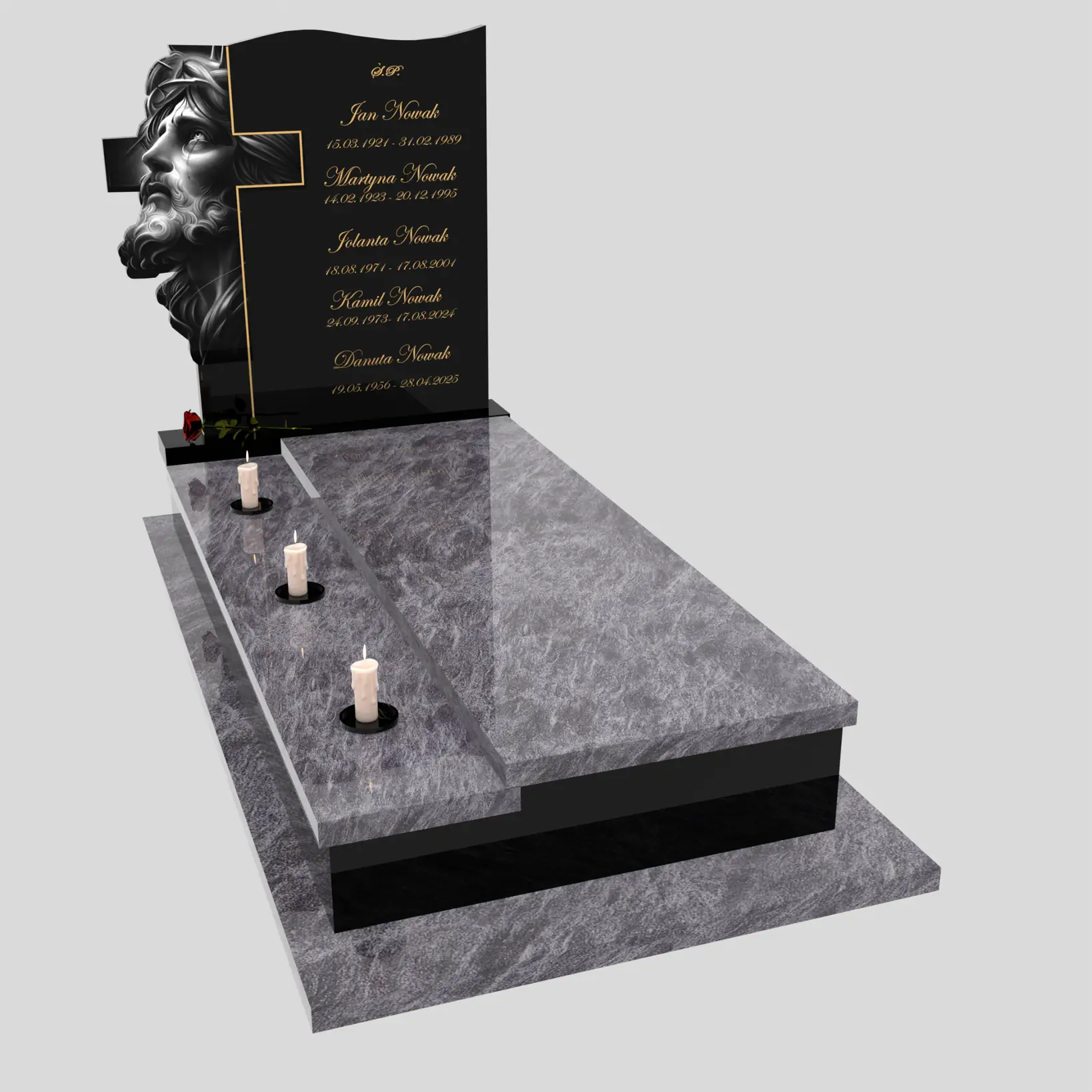 Nagrobek pojedynczy z grawerem Jezusa i krzyża K 122 zdjęcie 81