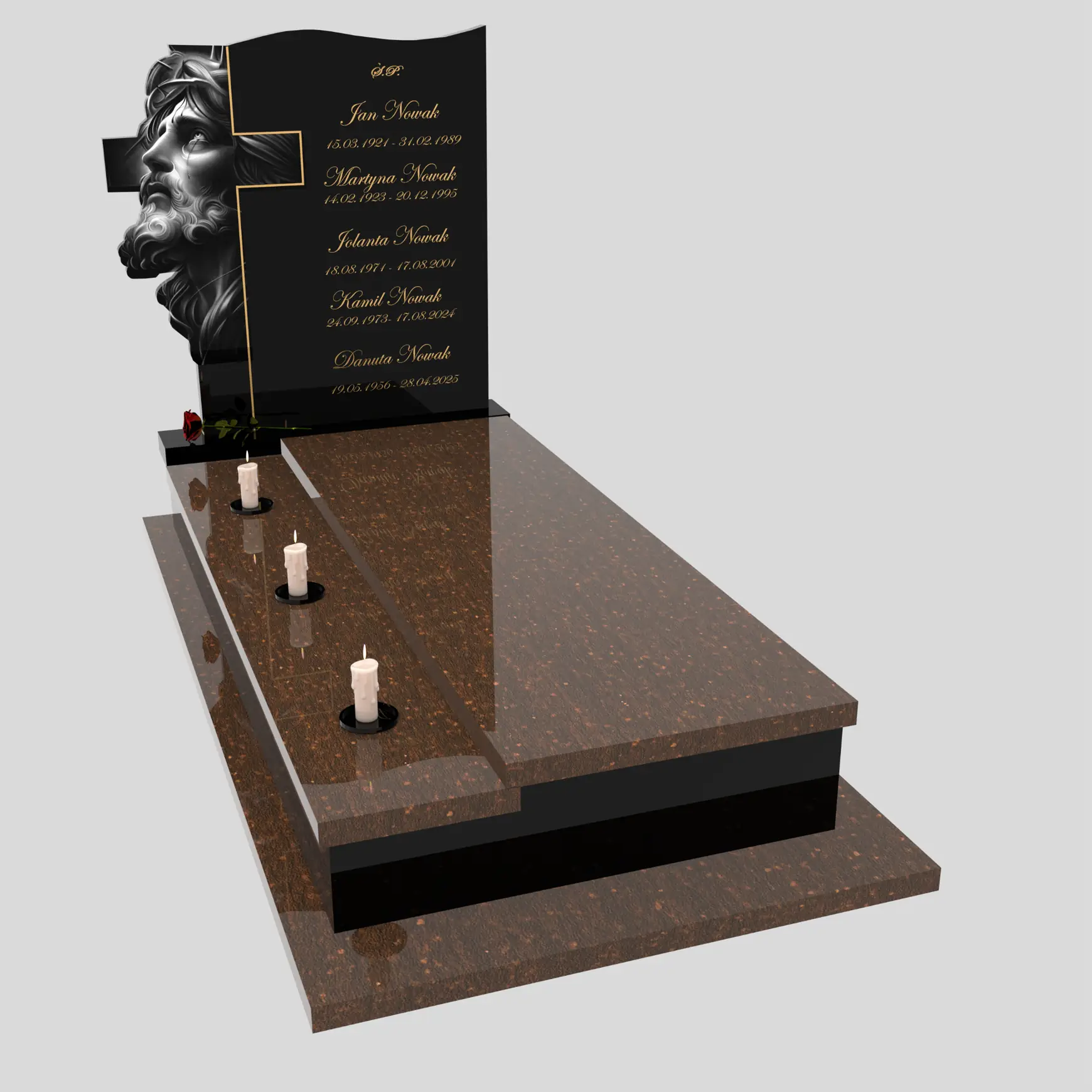 Nagrobek pojedynczy z grawerem Jezusa i krzyża K 122 zdjęcie 79