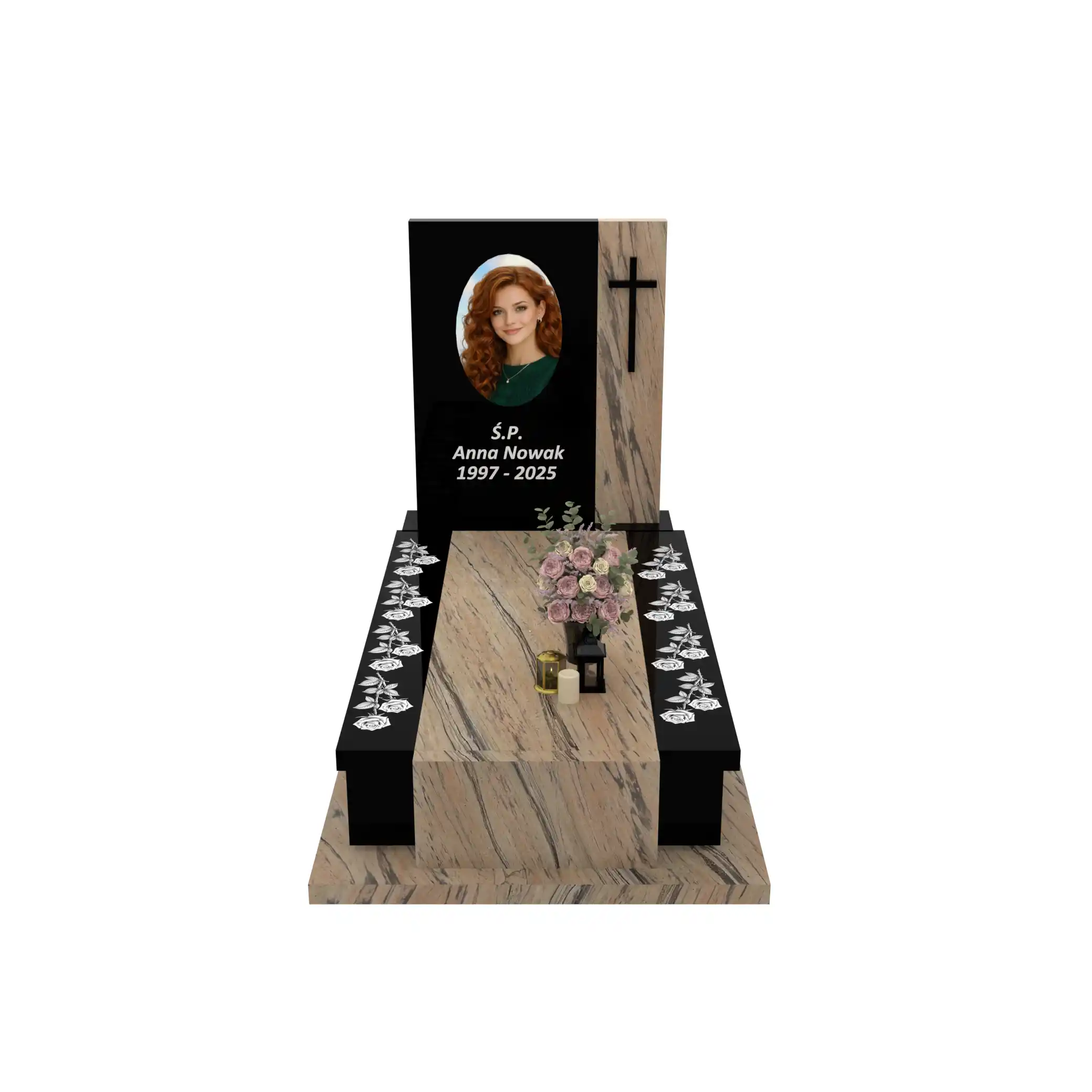 Nagrobek pojedynczy z duzym zdjeciem z różą CK 180+360 – photo №12