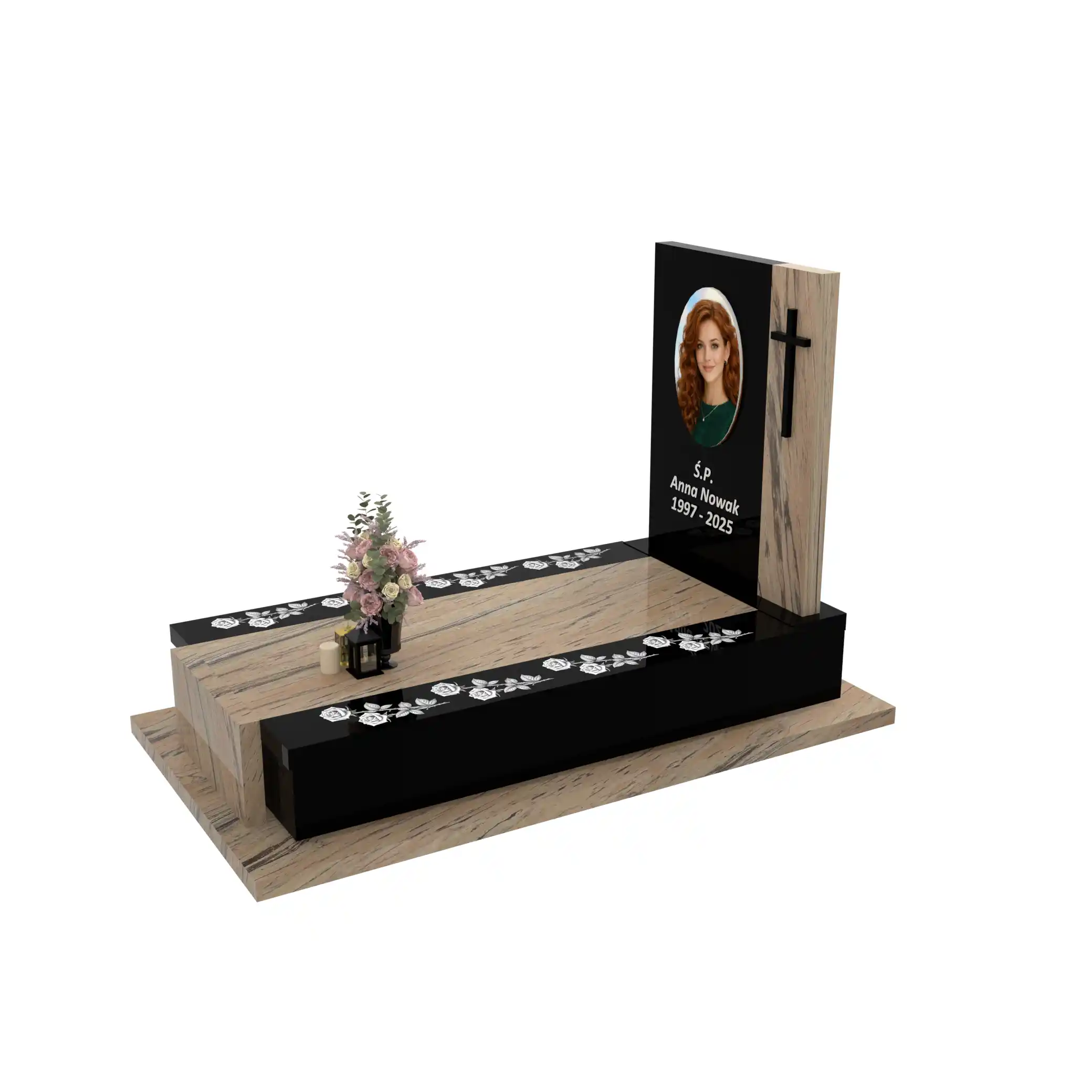 Nagrobek pojedynczy z duzym zdjeciem z różą CK 180+360 – photo №2