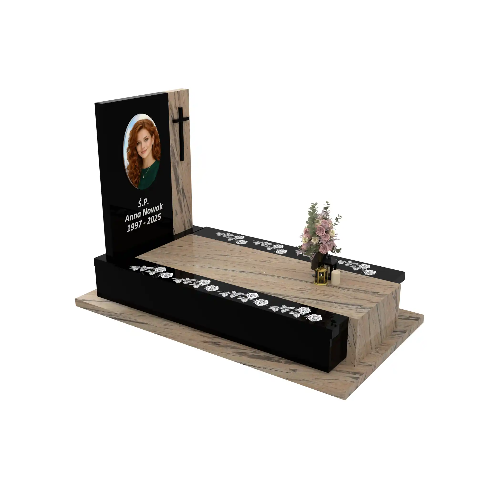 Nagrobek pojedynczy z duzym zdjeciem z różą CK 180+360 – photo №10