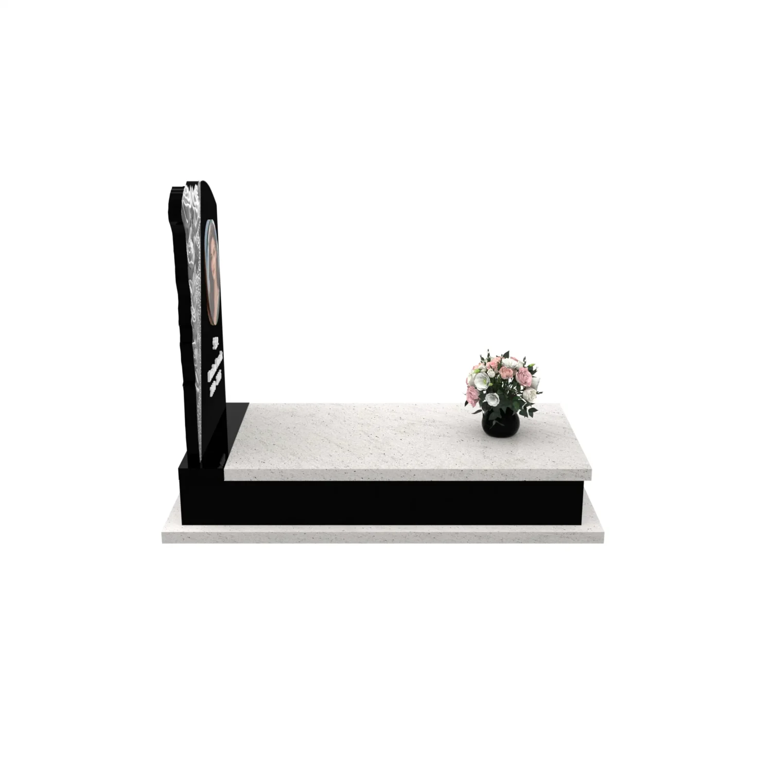 Nagrobek pojedynczy z rzeźbą róż ze zdjęciem CK 179+360 – photo №9