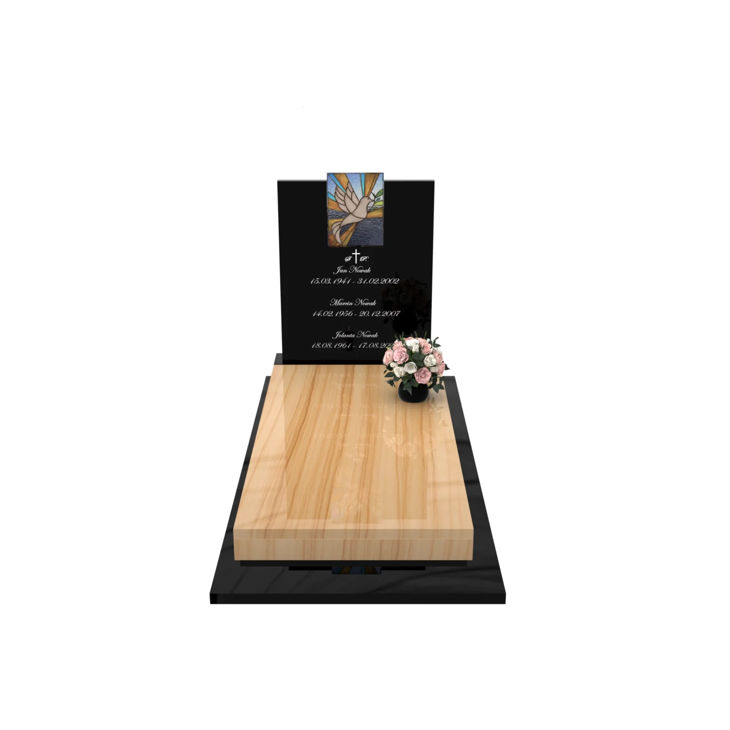 Nagrobek pojedynczy z witrażem gołębia – styl nowoczesny CK 182+360 – photo №12