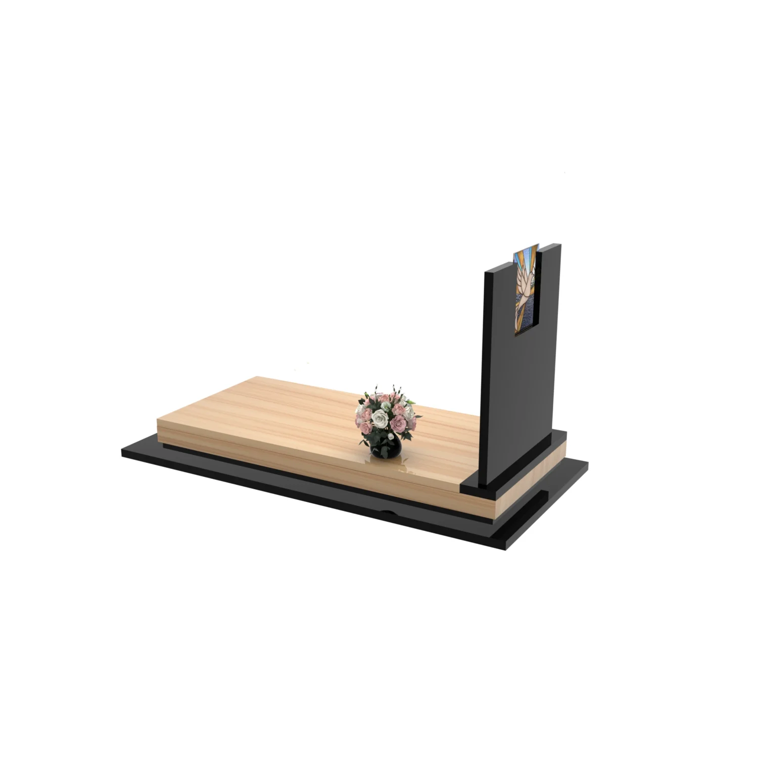 Nagrobek pojedynczy z witrażem gołębia – styl nowoczesny CK 182+360 – photo №3