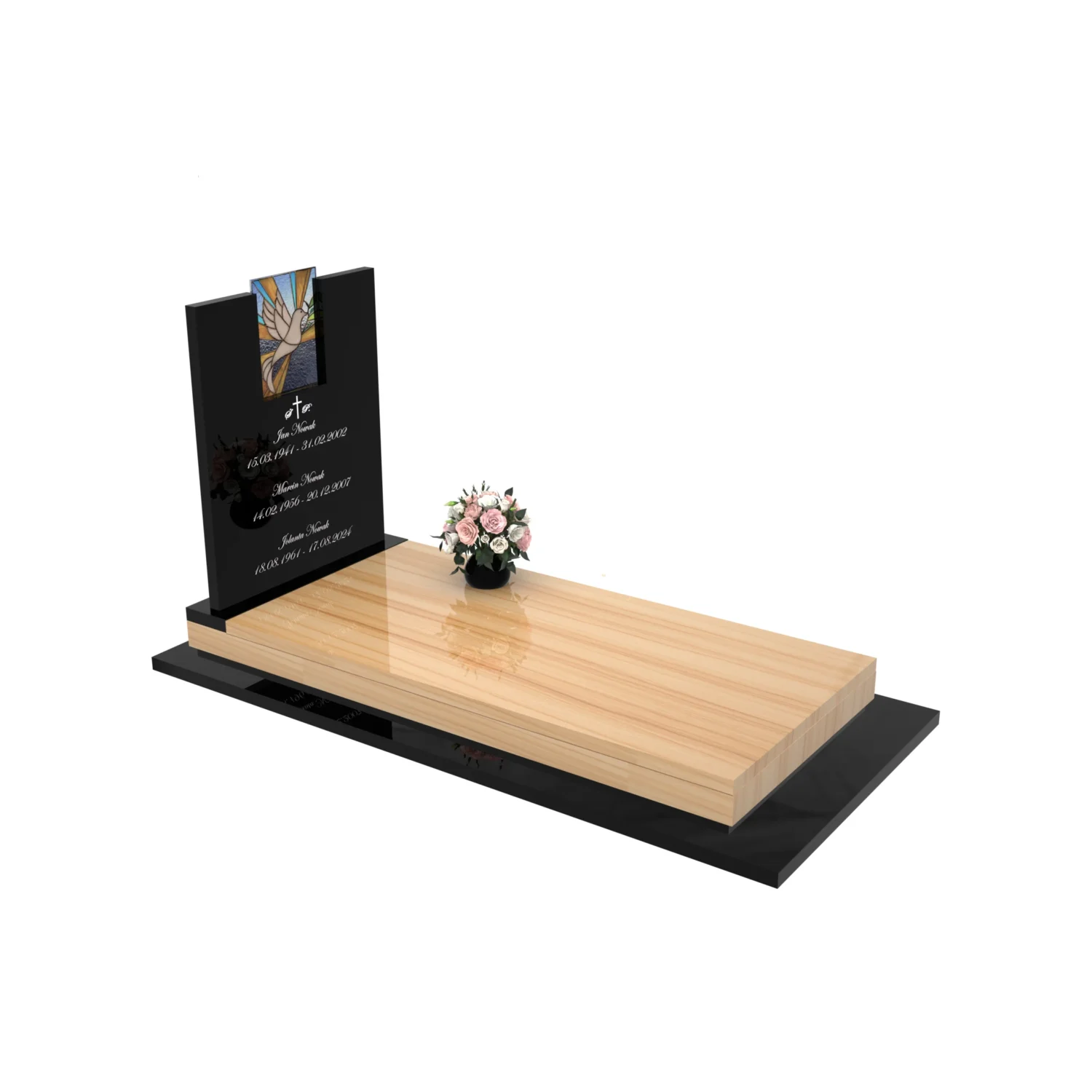 Nagrobek pojedynczy z witrażem gołębia – styl nowoczesny CK 182+360 – photo №10