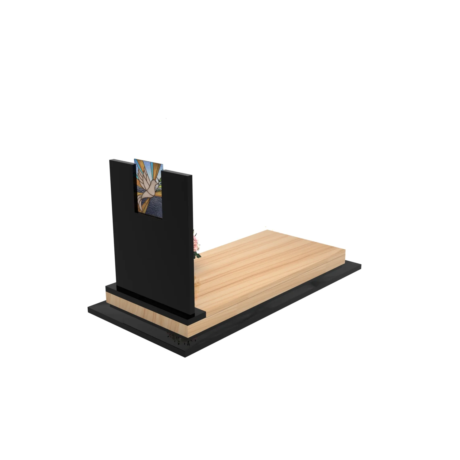 Nagrobek pojedynczy z witrażem gołębia – styl nowoczesny CK 182+360 – photo №7