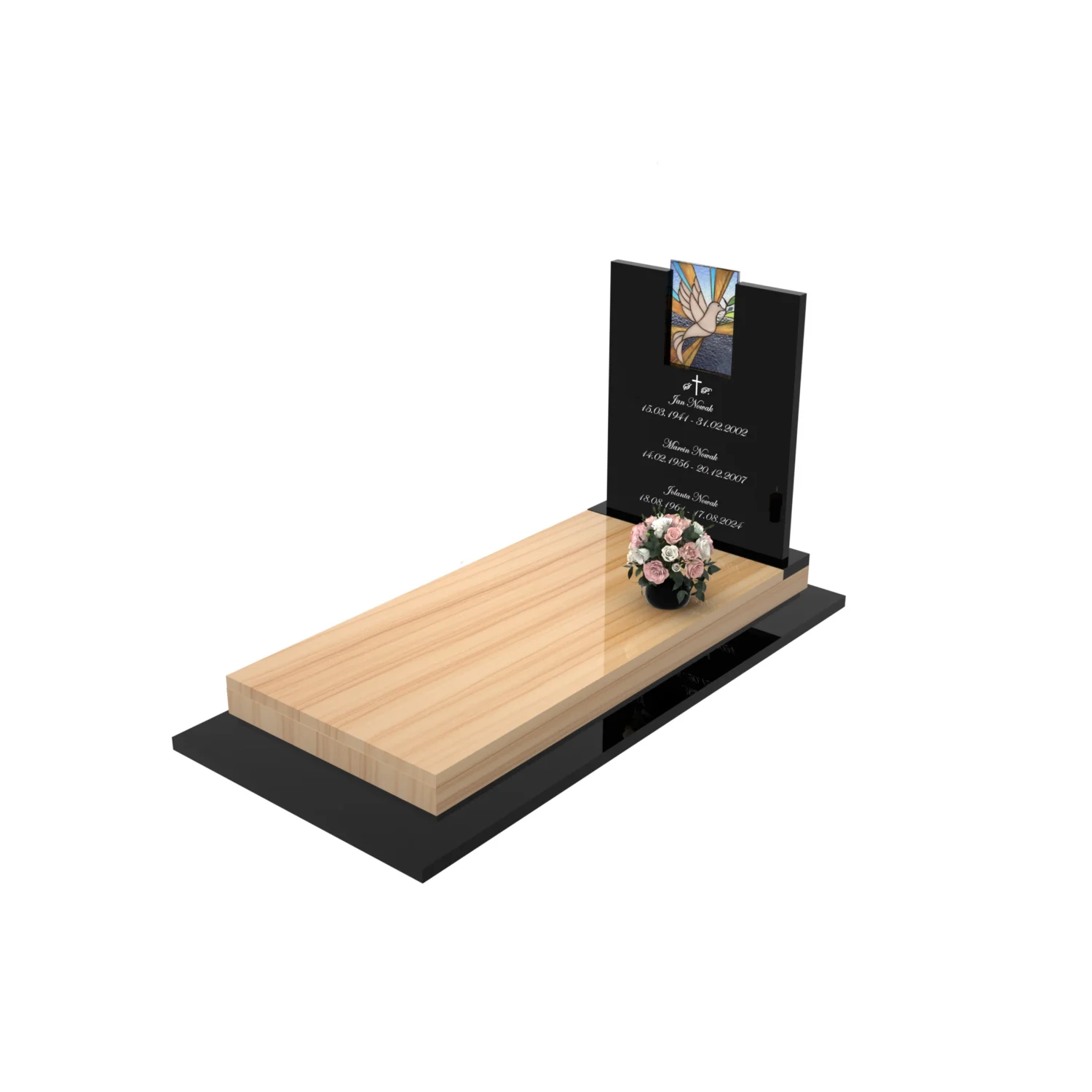 Nagrobek pojedynczy z witrażem gołębia – styl nowoczesny CK 182+360 – photo №6