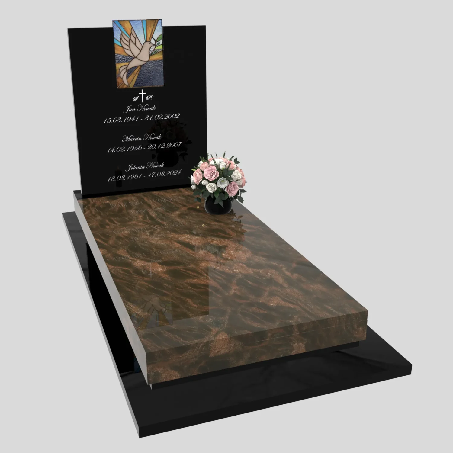 Nagrobek pojedynczy z witrażem gołębia – styl nowoczesny CK 182 zdjęcie 90
