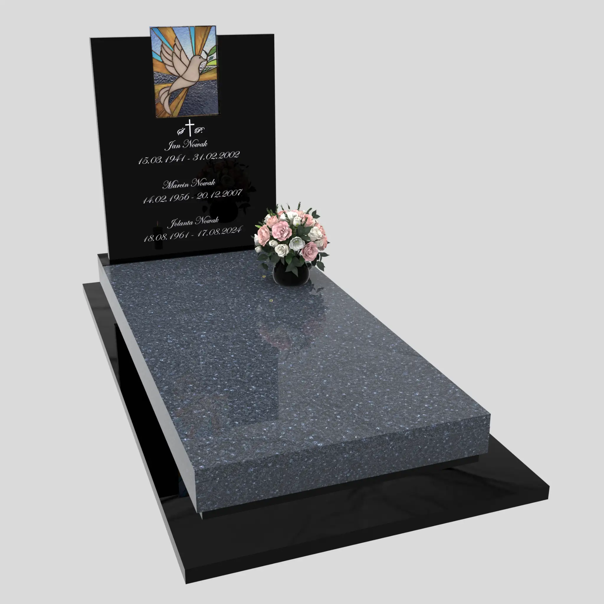 Nagrobek pojedynczy z witrażem gołębia – styl nowoczesny CK 182 zdjęcie 89
