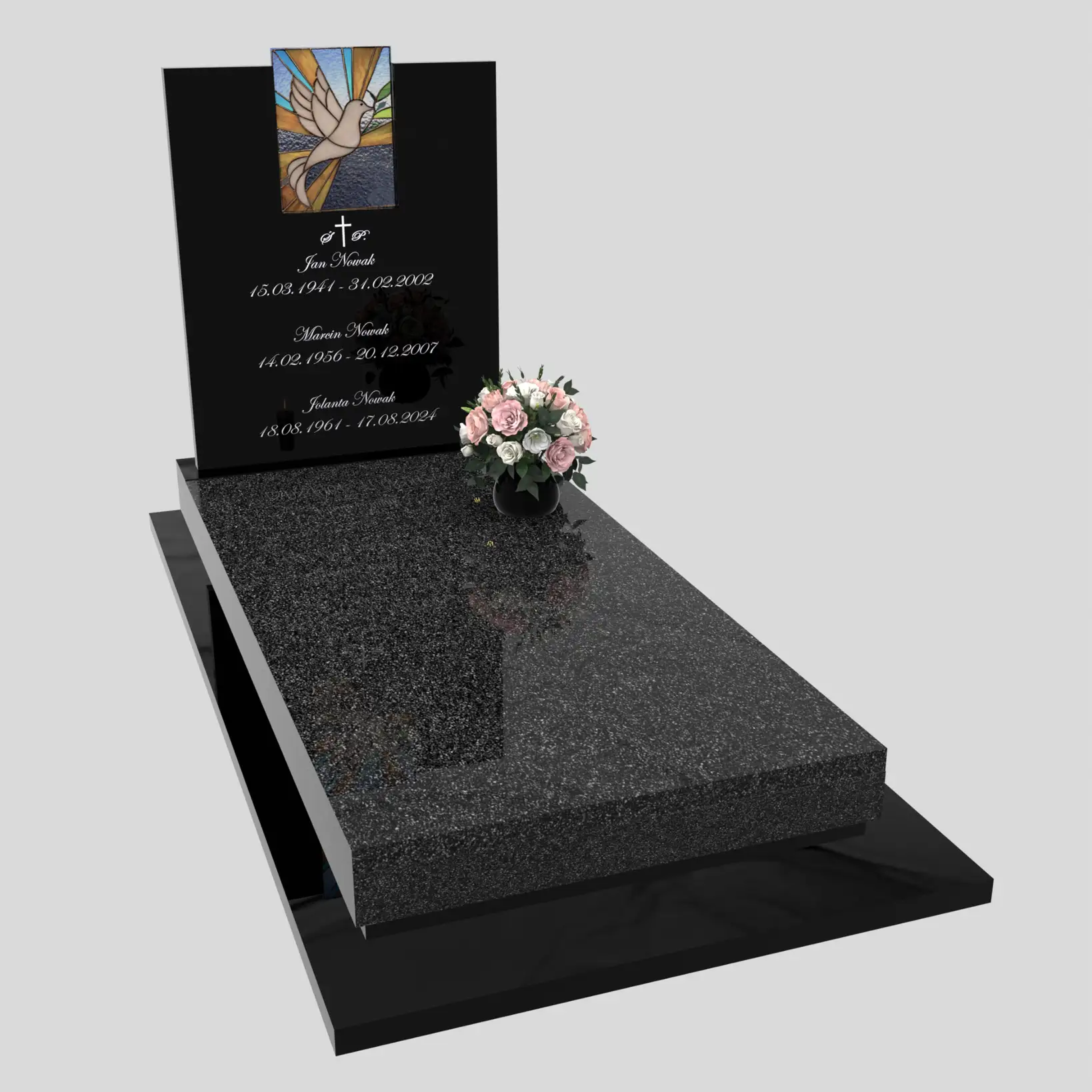 Nagrobek pojedynczy z witrażem gołębia – styl nowoczesny CK 182 zdjęcie 88