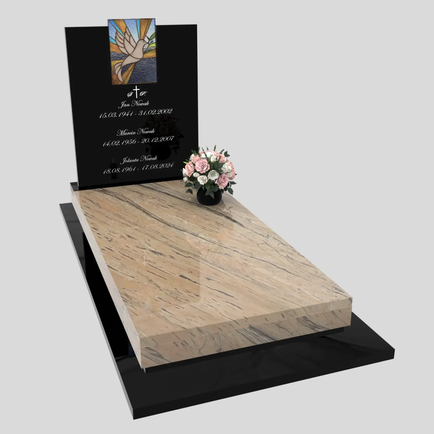 Nagrobek pojedynczy z witrażem gołębia – styl nowoczesny CK 182 zdjęcie 82
