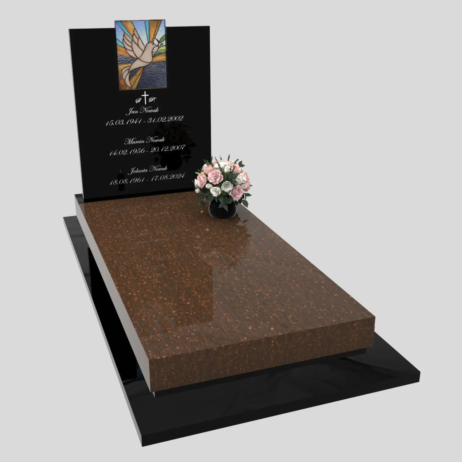 Nagrobek pojedynczy z witrażem gołębia – styl nowoczesny CK 182 zdjęcie 81