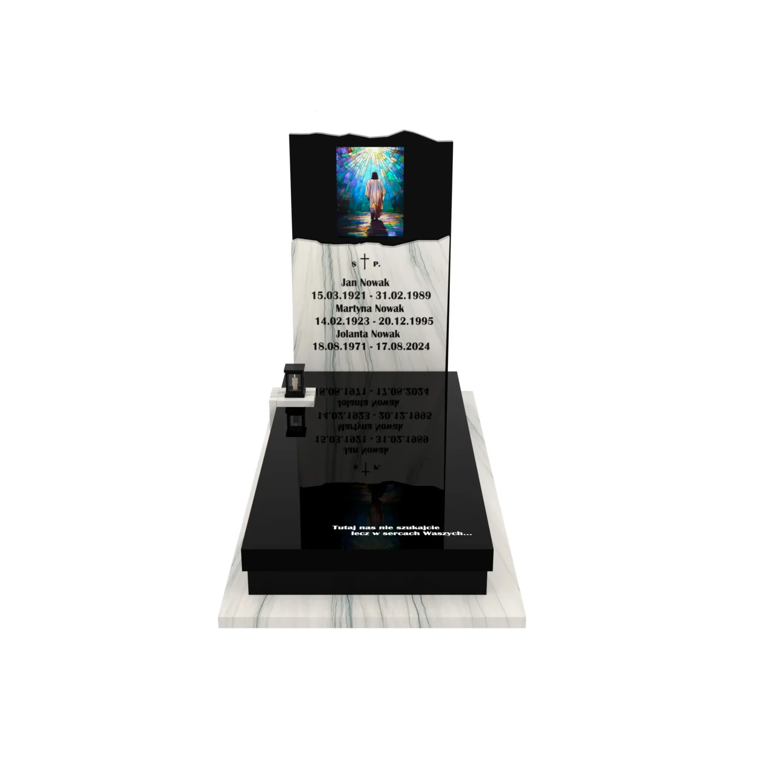 Nagrobek pojedynczy z witrażem Jezusa – forma nowoczesna K 123+360 – photo №12