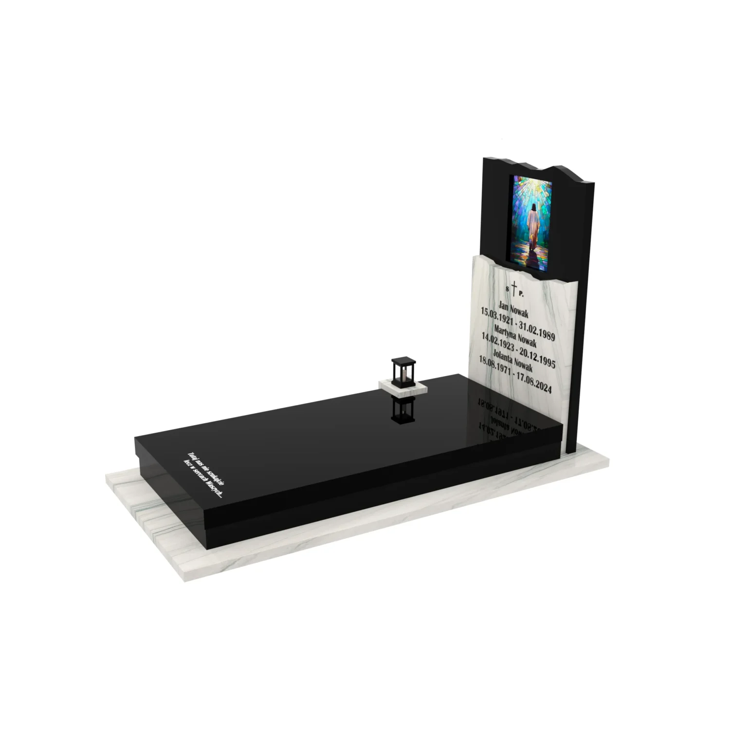 Nagrobek pojedynczy z witrażem Jezusa – forma nowoczesna K 123+360 – photo №2