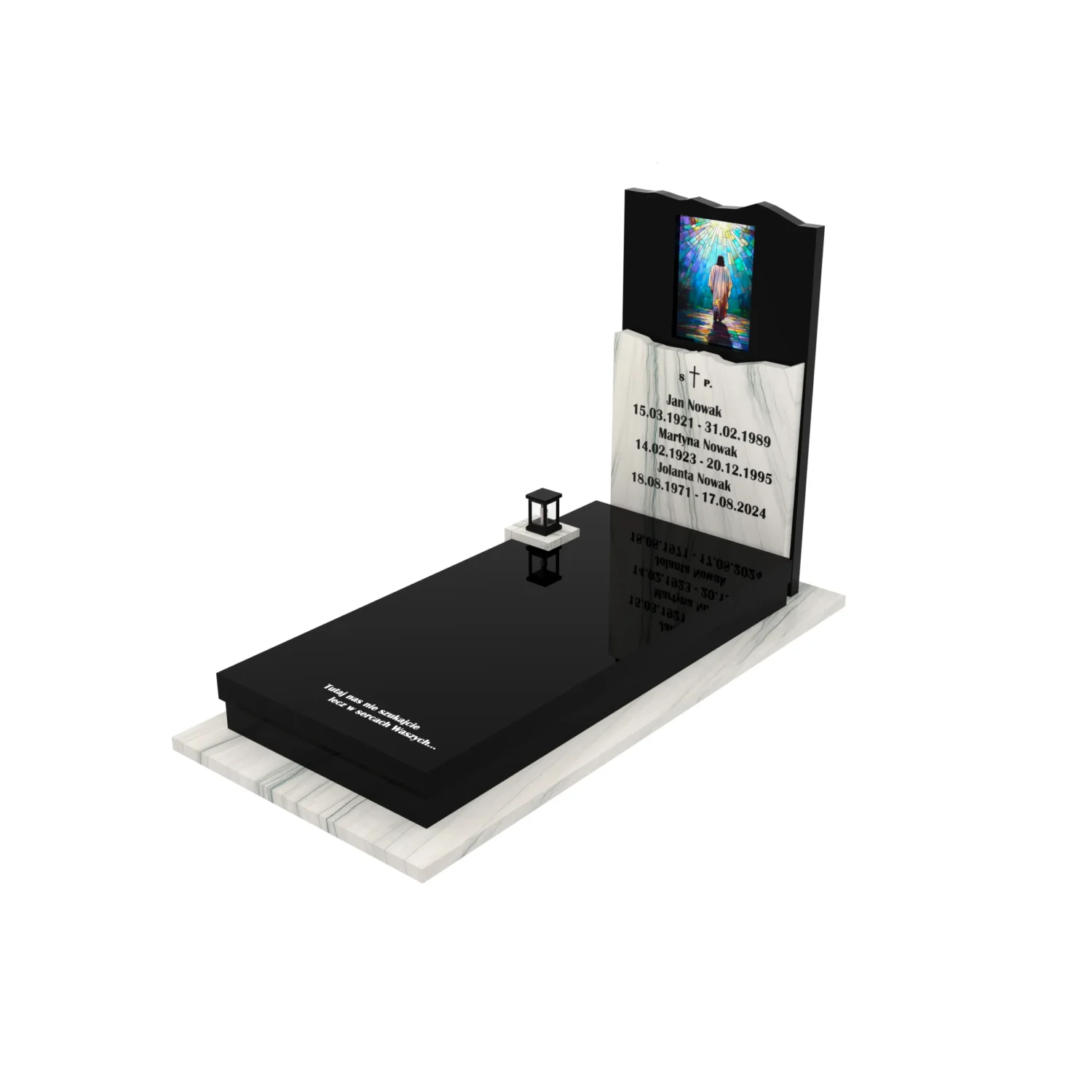 Nagrobek pojedynczy z witrażem Jezusa – forma nowoczesna K 123+360 – photo №1