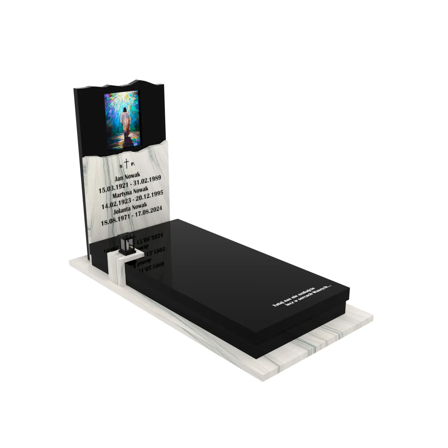 Nagrobek pojedynczy z witrażem Jezusa – forma nowoczesna K 123+360 – photo №11