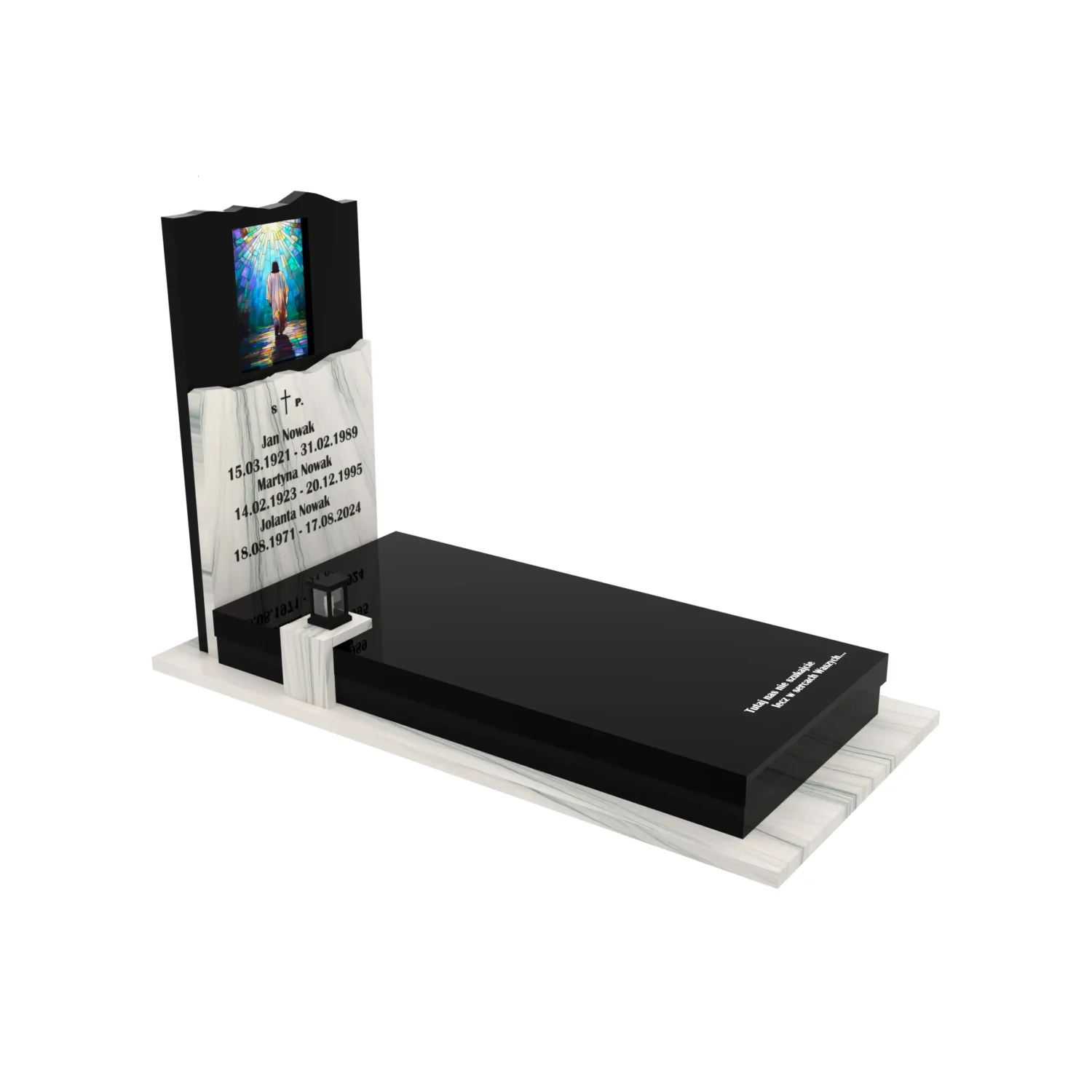 Nagrobek pojedynczy z witrażem Jezusa – forma nowoczesna K 123+360 – photo №10