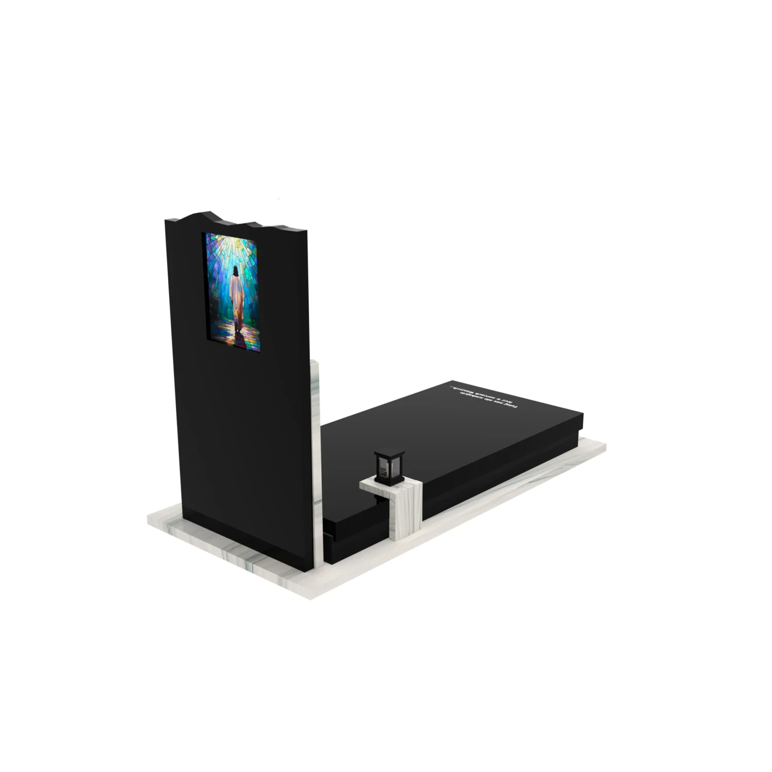 Nagrobek pojedynczy z witrażem Jezusa – forma nowoczesna K 123+360 – photo №7