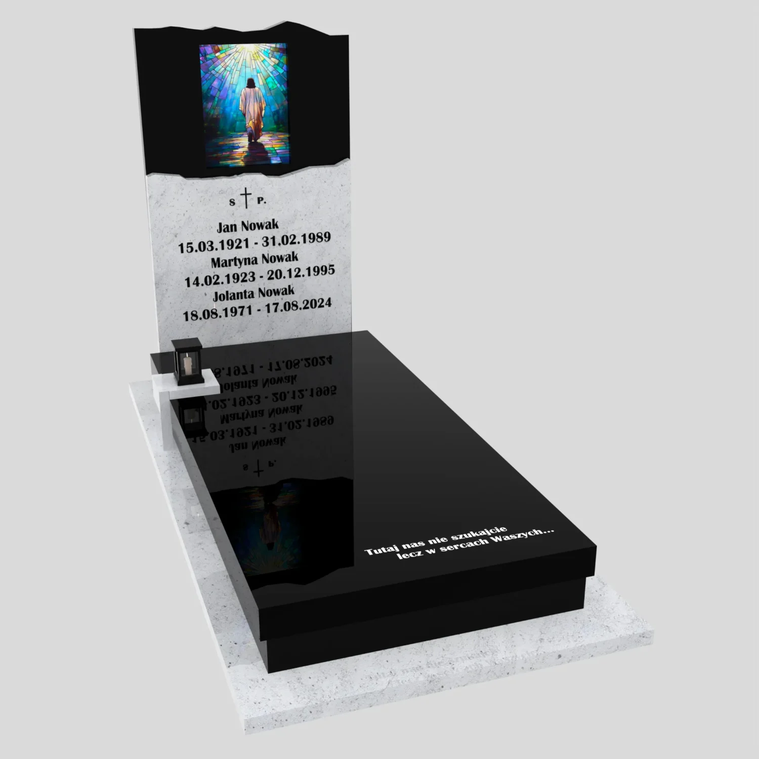 Nagrobek pojedynczy z witrażem Jezusa – forma nowoczesna K 123 zdjęcie 78