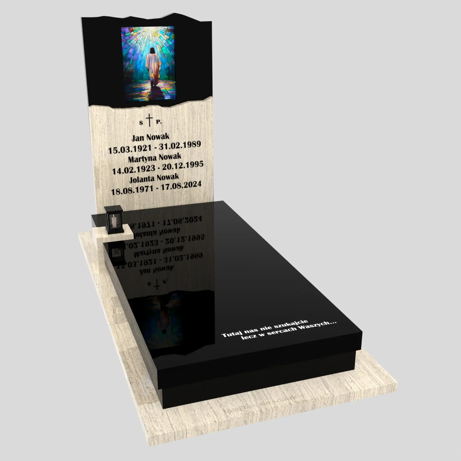 Nagrobek pojedynczy z witrażem Jezusa – forma nowoczesna K 123 zdjęcie 86