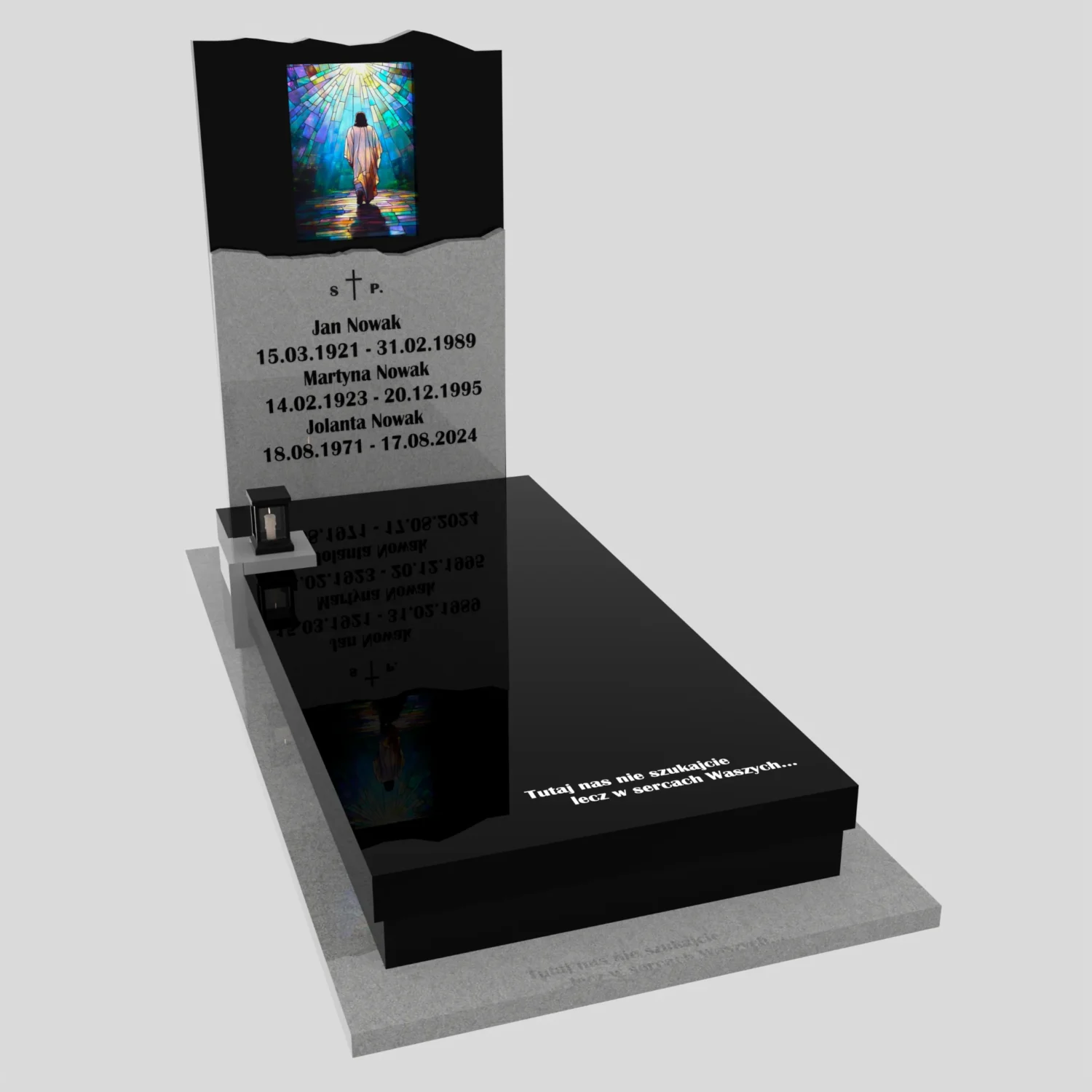 Nagrobek pojedynczy z witrażem Jezusa – forma nowoczesna K 123 zdjęcie 85