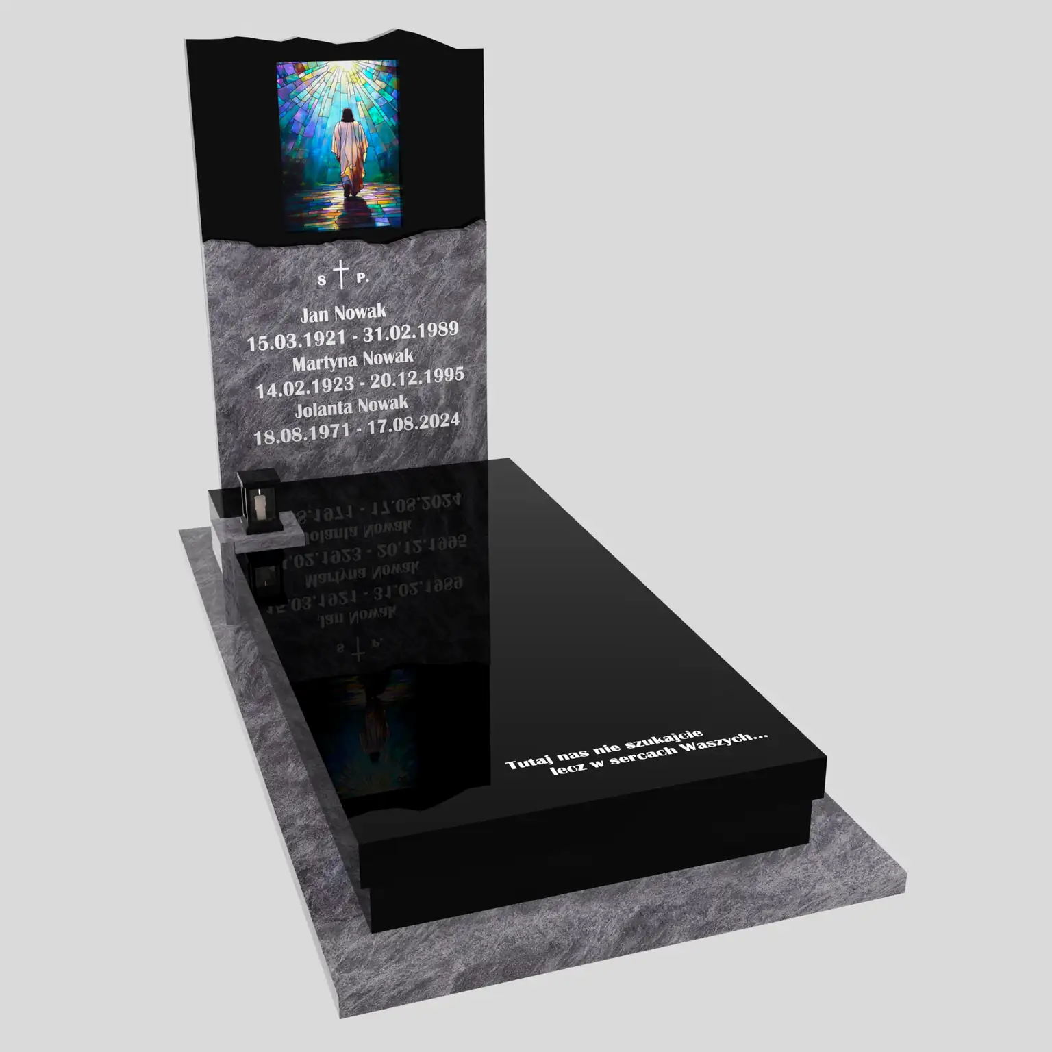 Nagrobek pojedynczy z witrażem Jezusa – forma nowoczesna K 123 zdjęcie 77