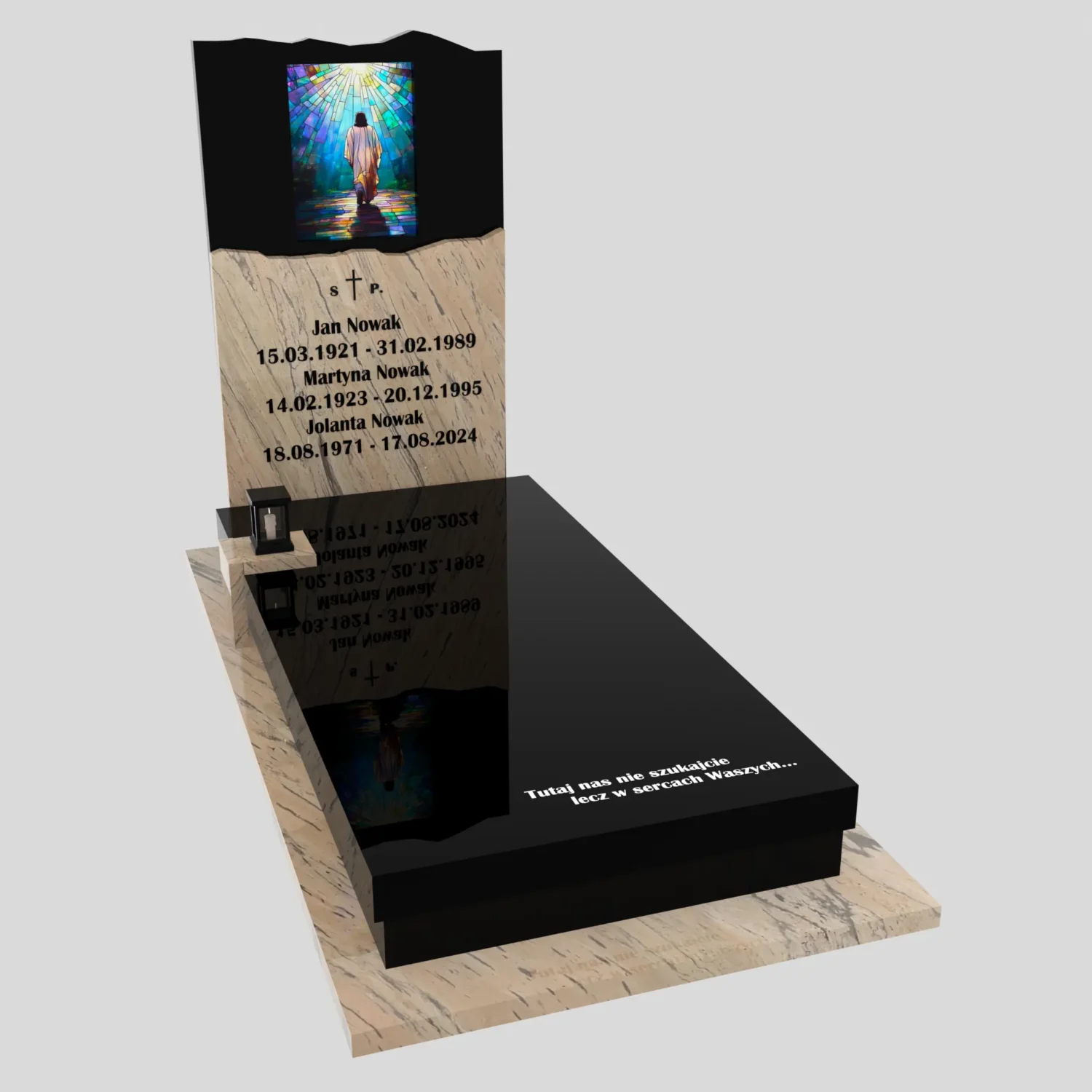 Nagrobek pojedynczy z witrażem Jezusa – forma nowoczesna K 123 zdjęcie 82