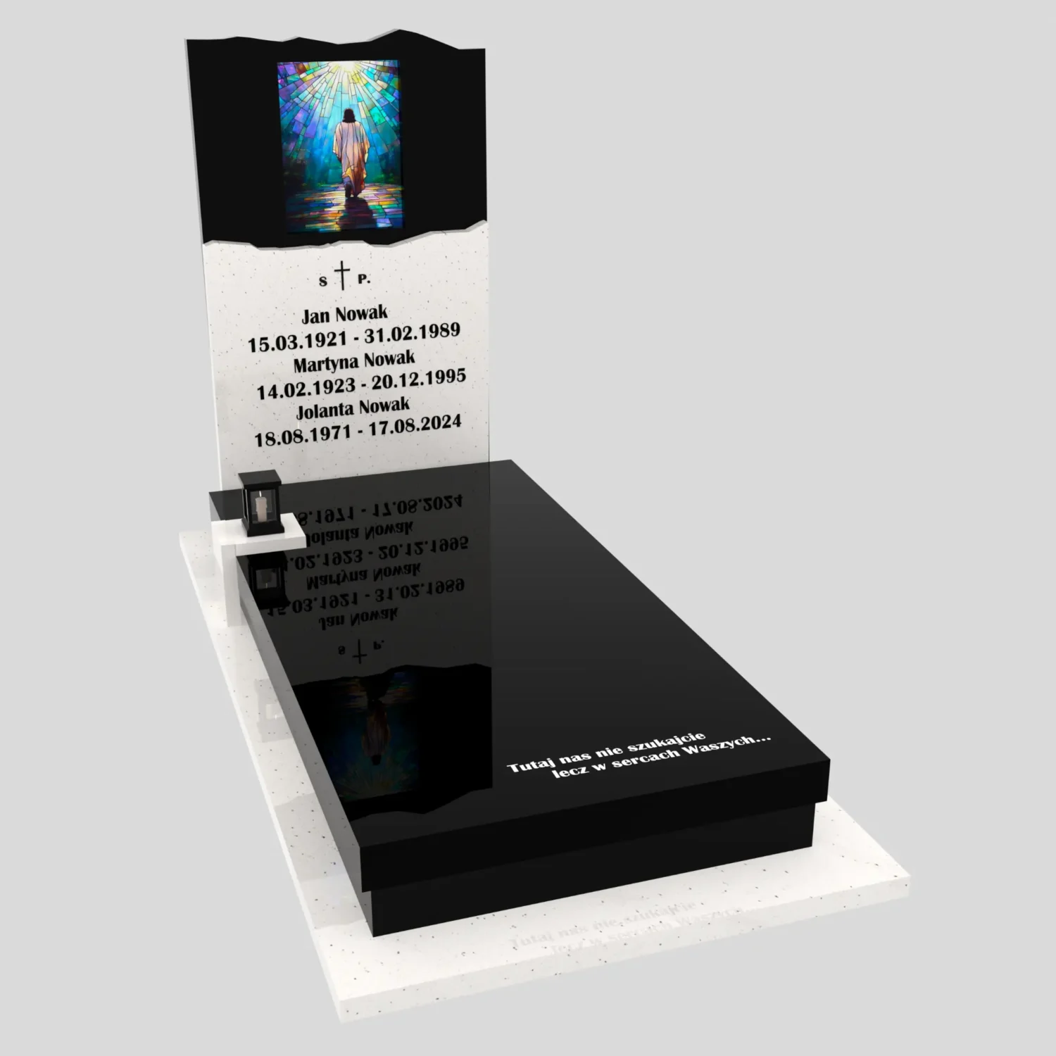 Nagrobek pojedynczy z witrażem Jezusa – forma nowoczesna K 123 zdjęcie 81