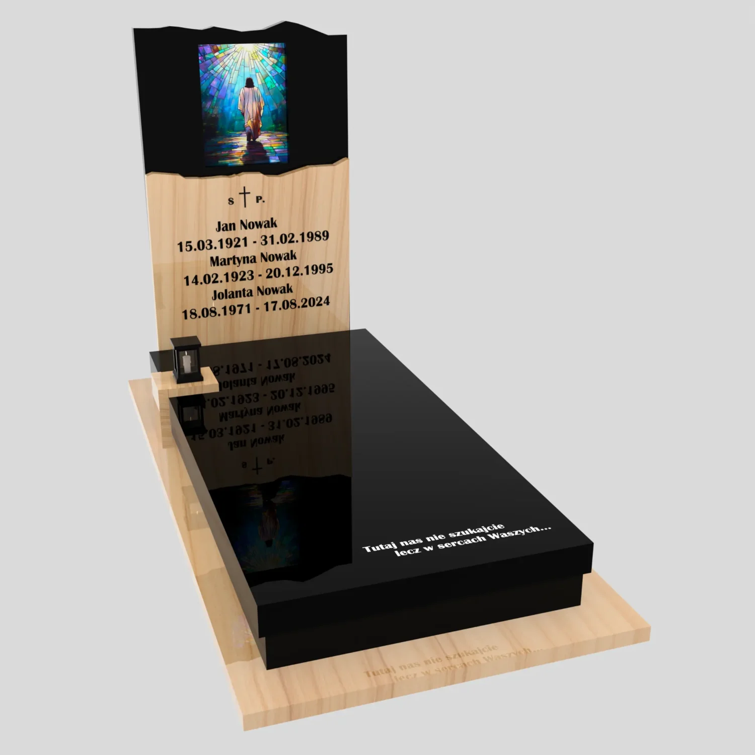 Nagrobek pojedynczy z witrażem Jezusa – forma nowoczesna K 123 zdjęcie 80