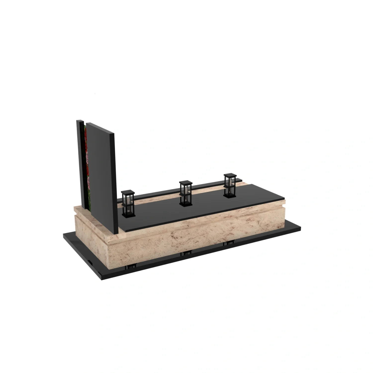 Nagrobek rodzinny pojedynczy z witrażem róż – nowoczesna forma CK 181+360 – photo №5