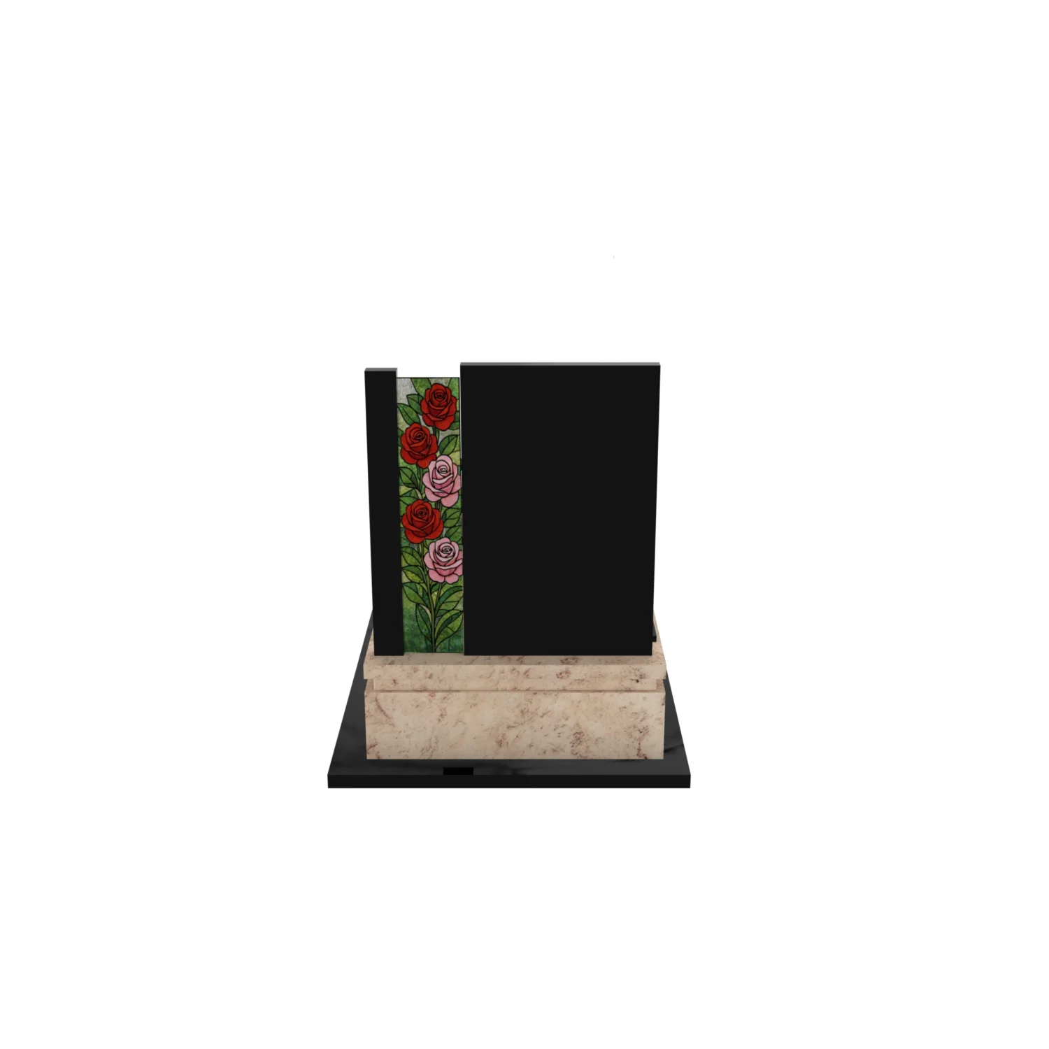 Nagrobek rodzinny pojedynczy z witrażem róż – nowoczesna forma CK 181+360 – photo №7