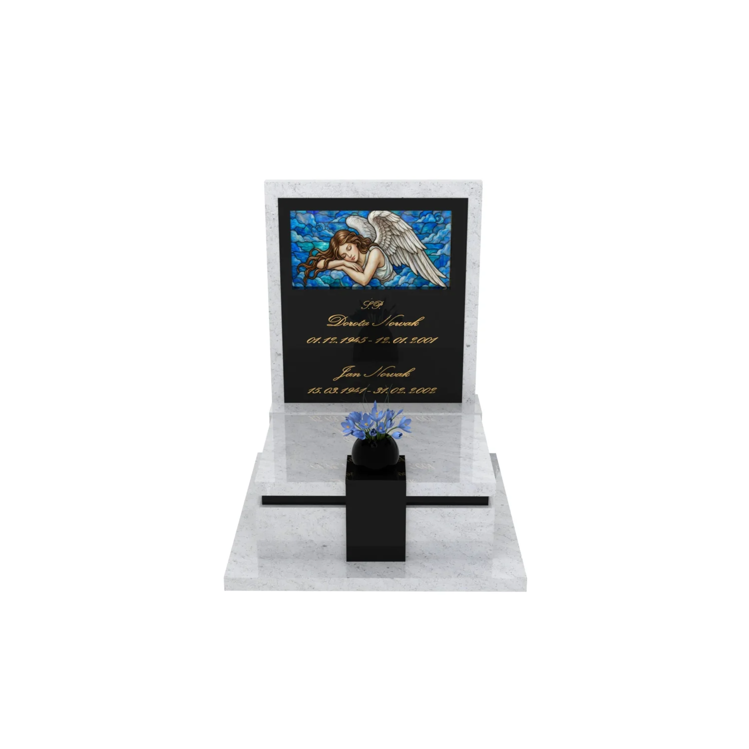 Nagrobek urnowy z witrażem anioła – forma elegancka U 125+360 – photo №12
