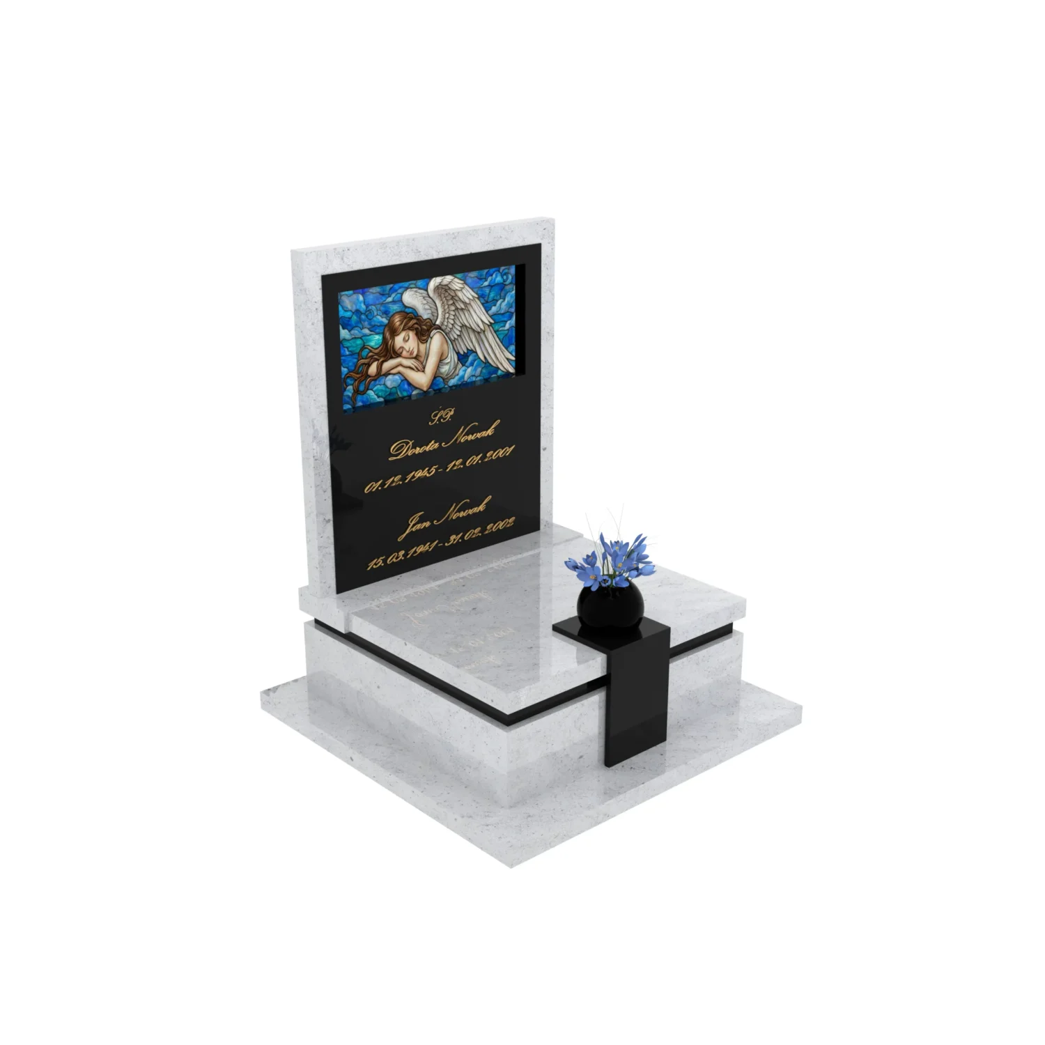 Nagrobek urnowy z witrażem anioła – forma elegancka U 125+360 – photo №11