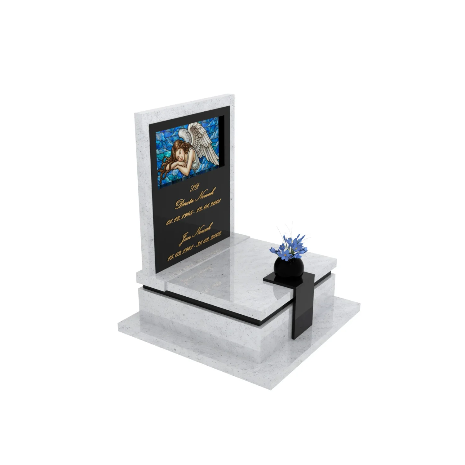 Nagrobek urnowy z witrażem anioła – forma elegancka U 125+360 – photo №10