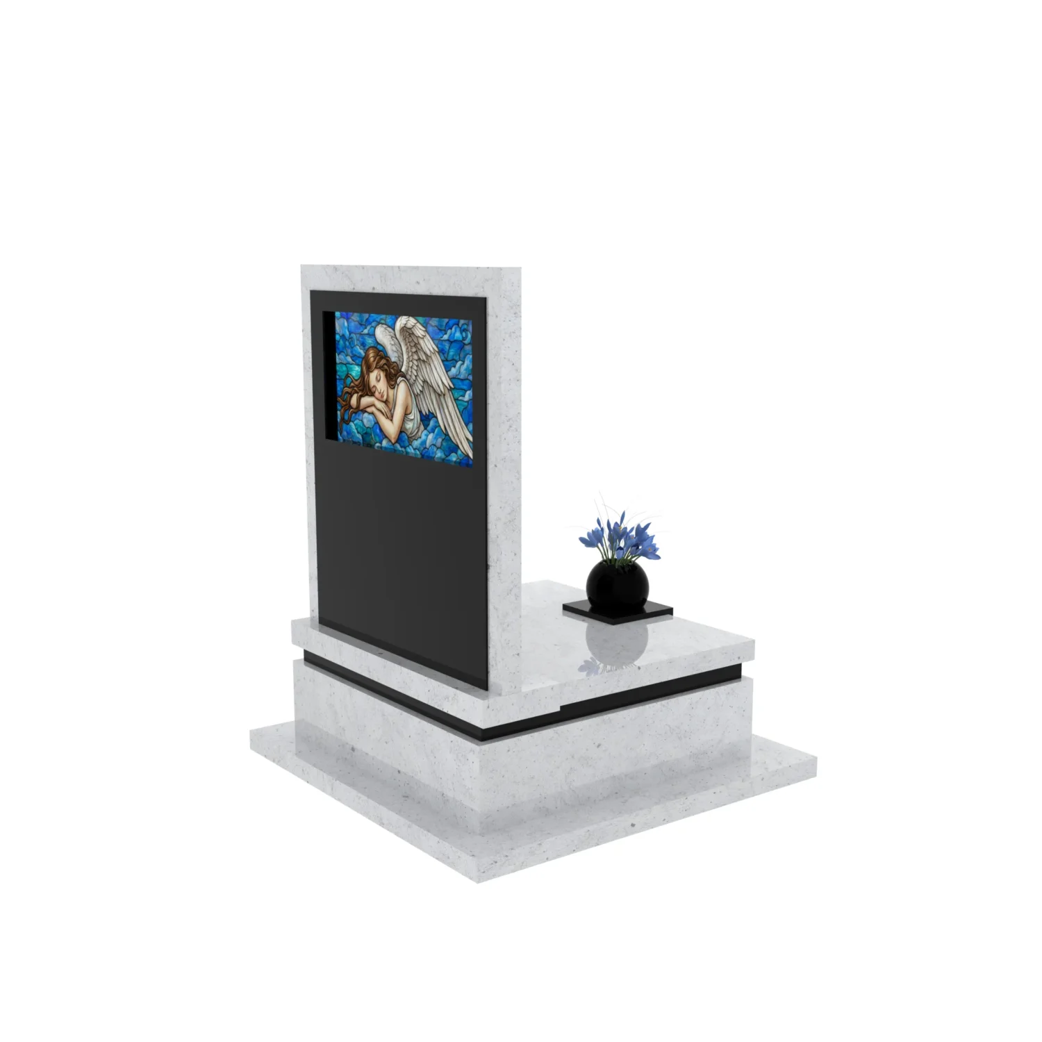 Nagrobek urnowy z witrażem anioła – forma elegancka U 125+360 – photo №8