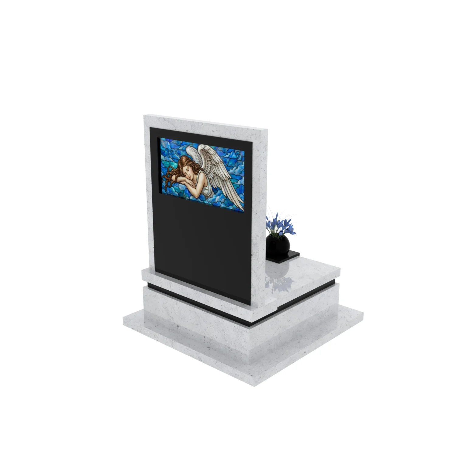 Nagrobek urnowy z witrażem anioła – forma elegancka U 125+360 – photo №7