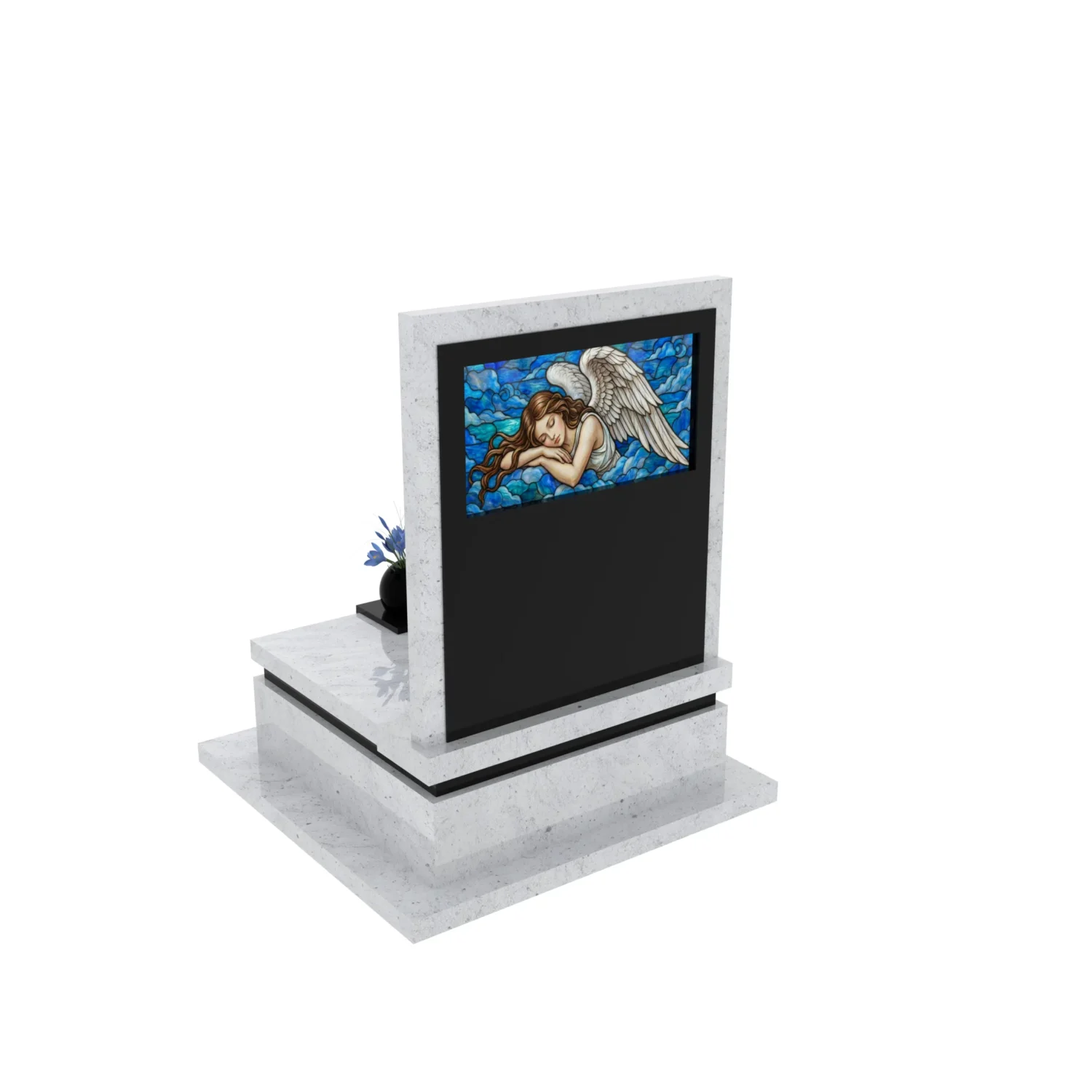 Nagrobek urnowy z witrażem anioła – forma elegancka U 125+360 – photo №5
