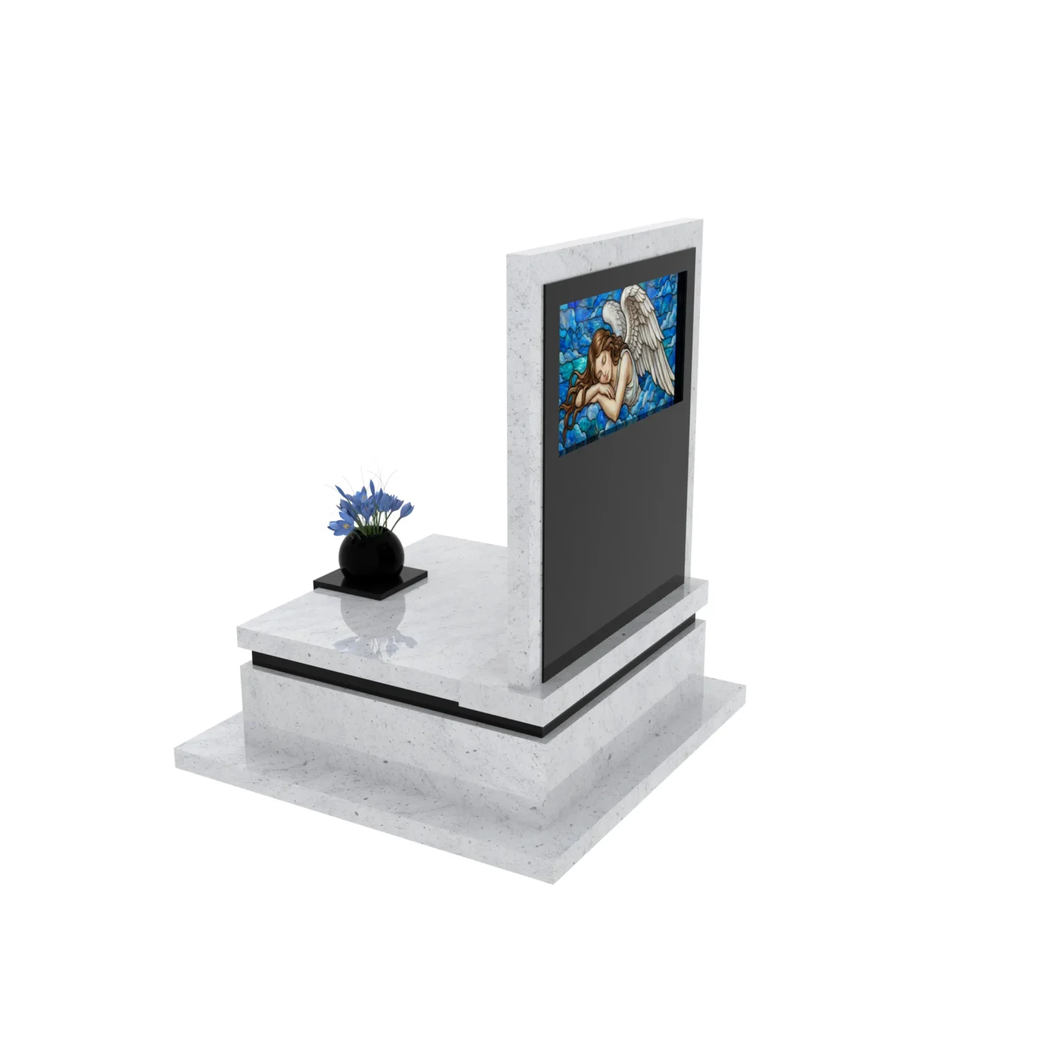 Nagrobek urnowy z witrażem anioła – forma elegancka U 125+360 – photo №4