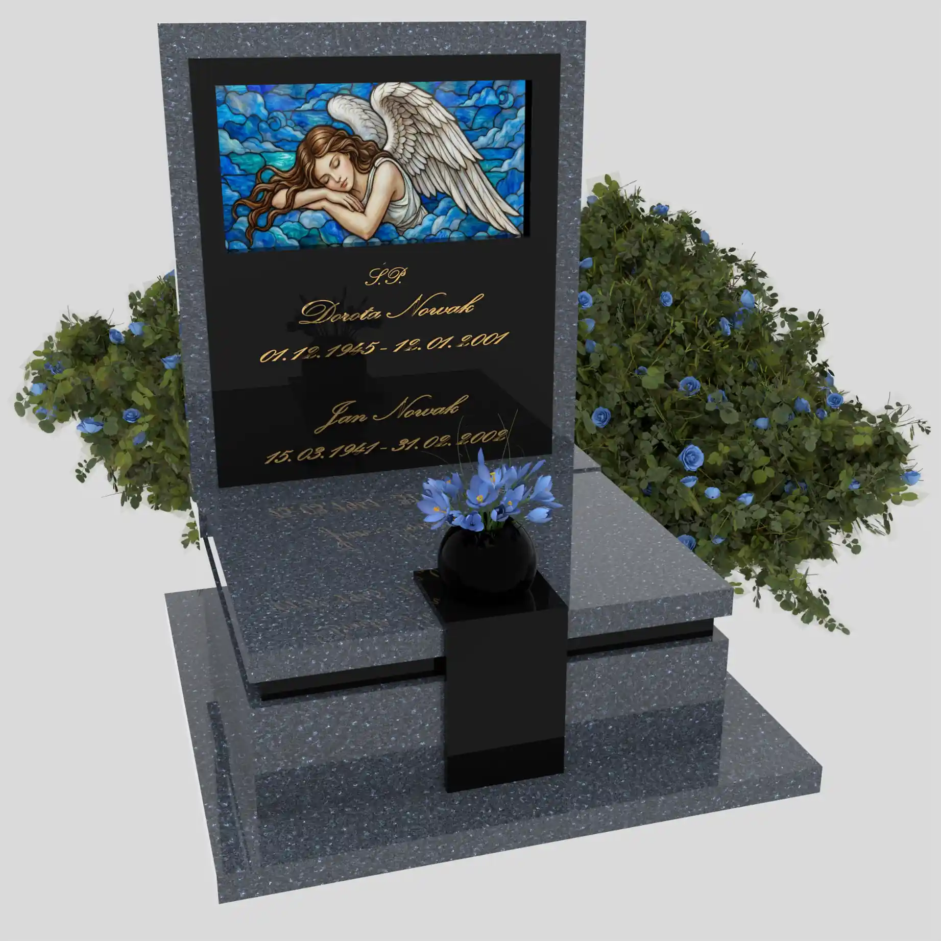 Nagrobek urnowy z witrażem anioła – forma elegancka U 125 zdjęcie 93